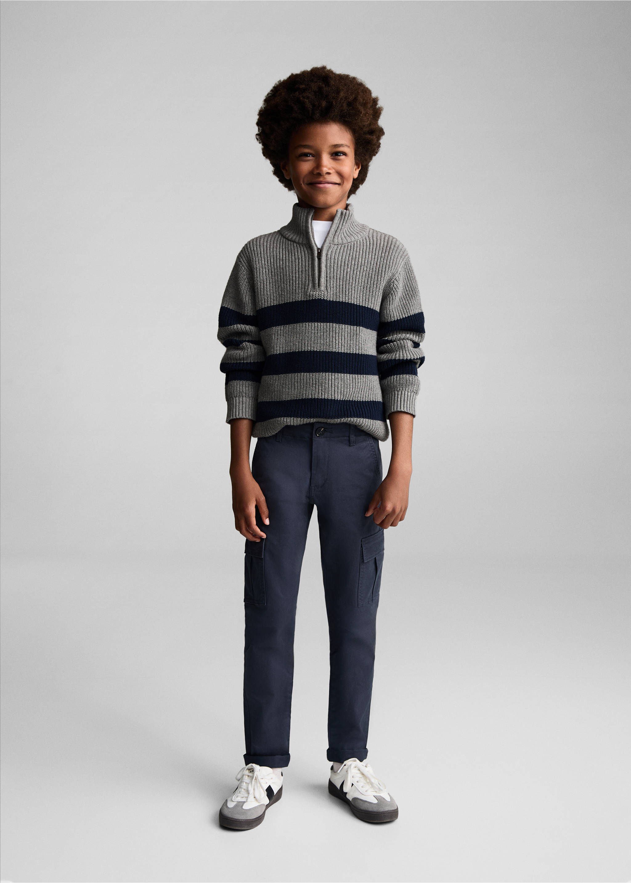 Straight-fit cargo trousers - General plane, Dark Navy. Ref: 77024435-00.