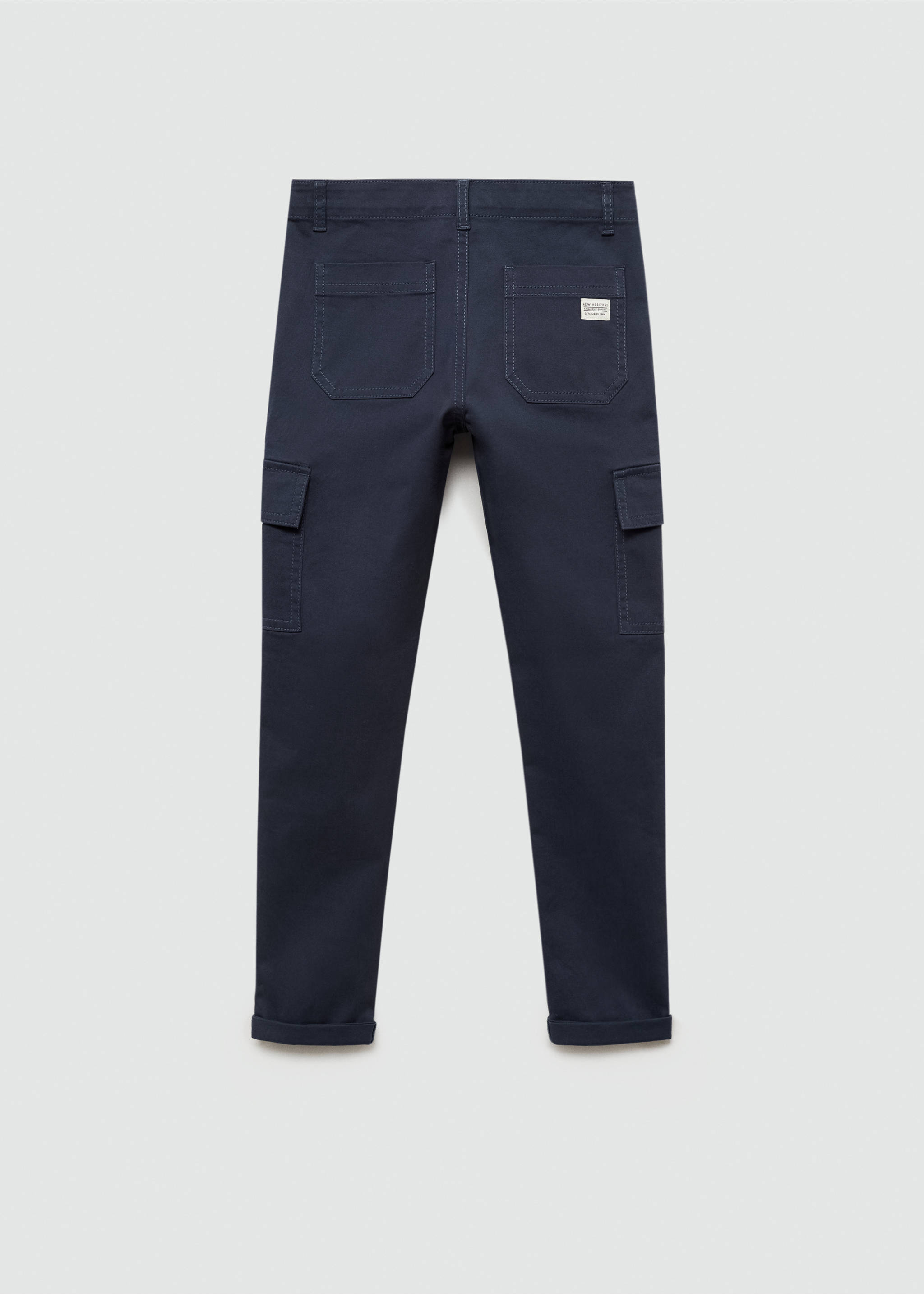 Straight-fit cargo trousers - Reverse of the article, Dark Navy. Ref: 77024435-00.