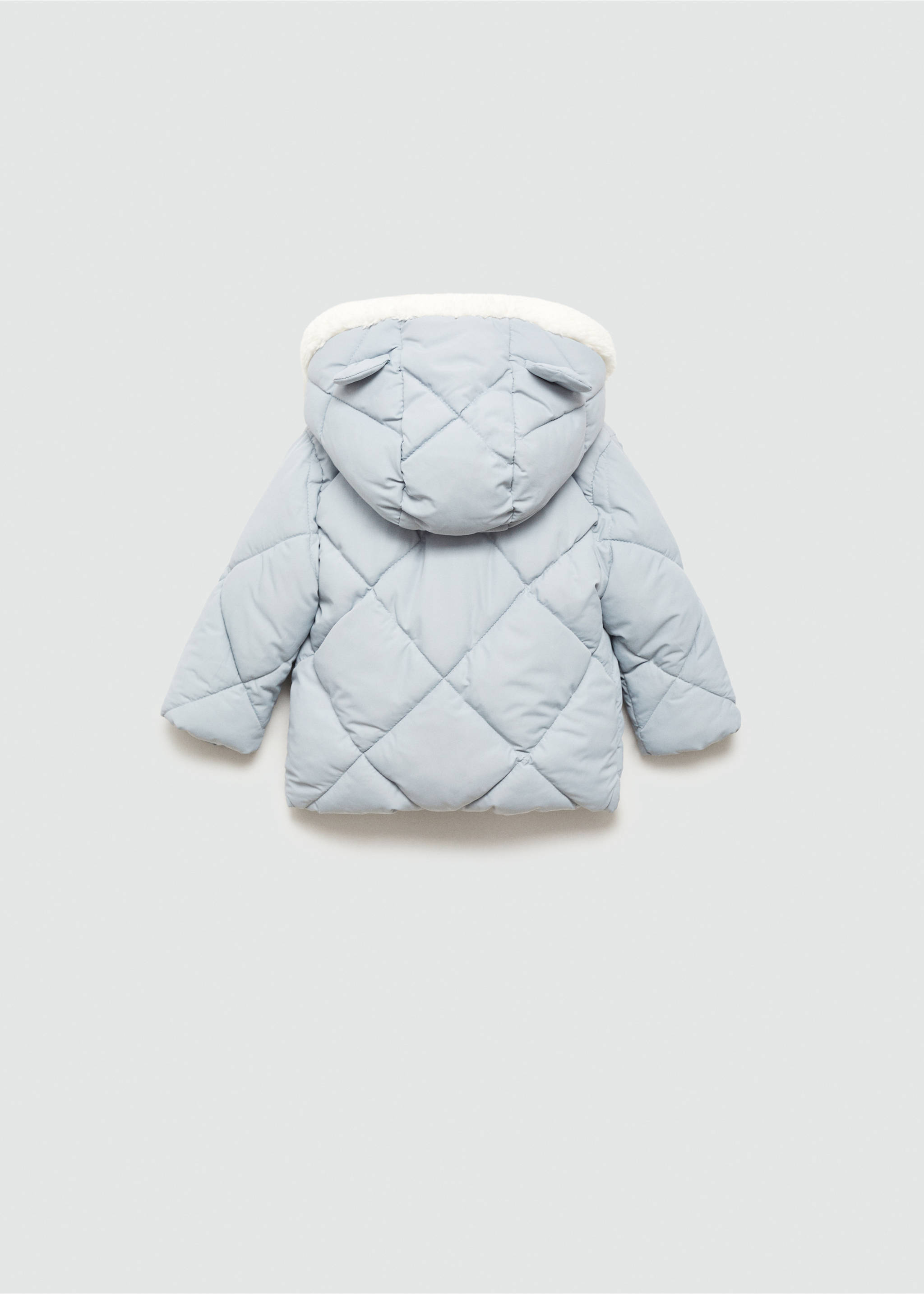 Ears hood puffer coat - Reverse of the article, Blue. Ref: 77024437-00.