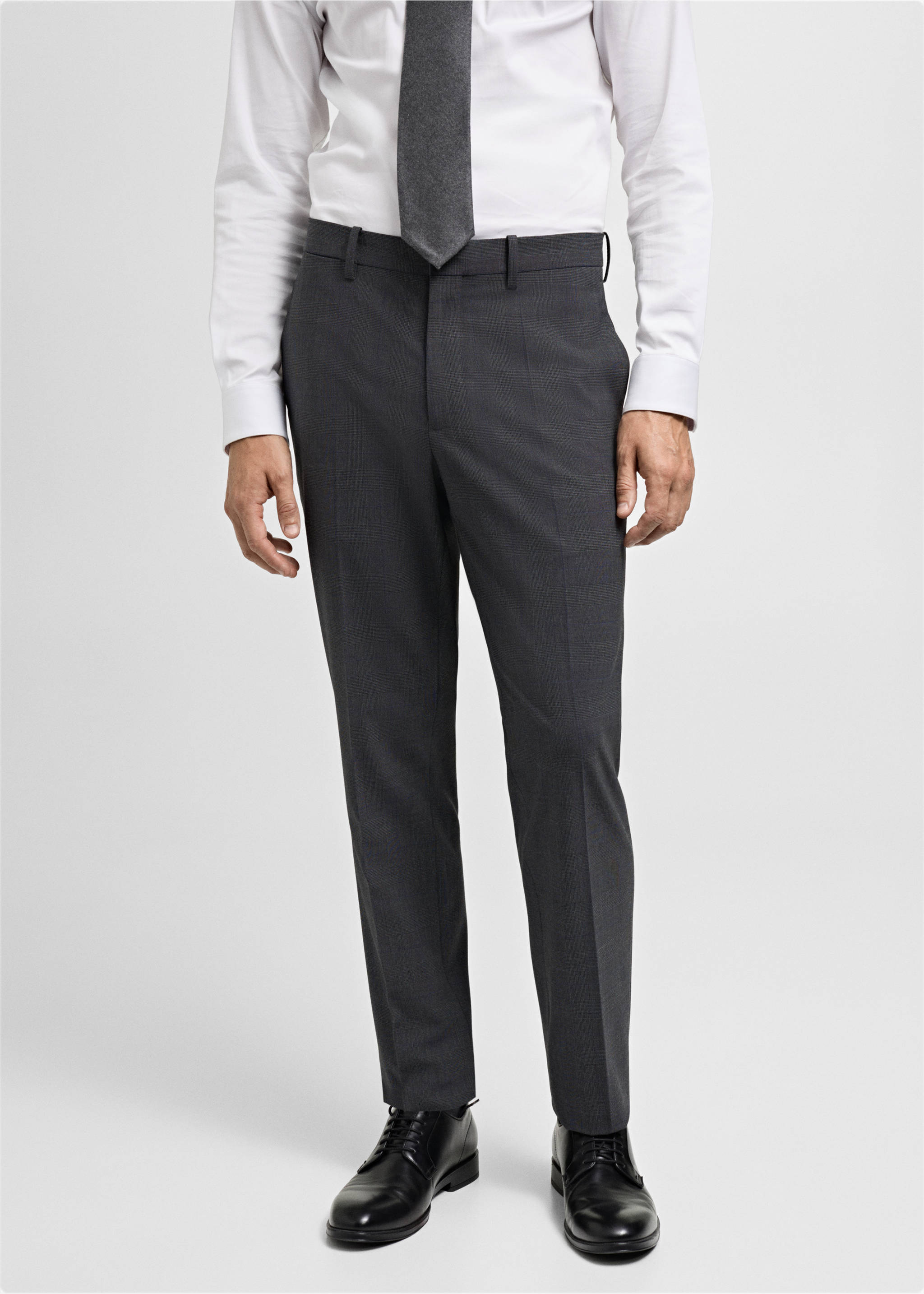 Stretch fabric super slim-fit suit trousers - Medium plane, Medium Heather Grey. Ref: 77024442-00.
