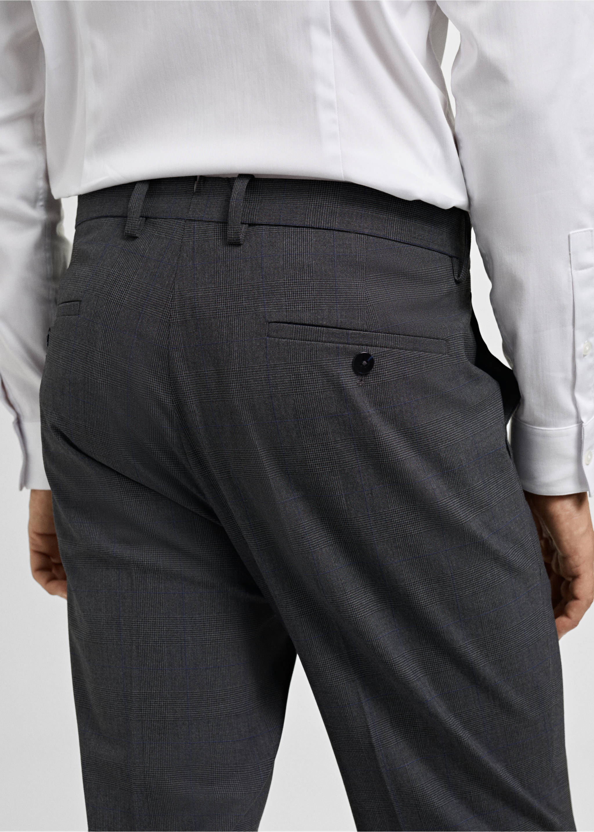 Stretch fabric super slim-fit suit trousers - Details of the article 6, Medium Heather Grey. Ref: 77024442-00.