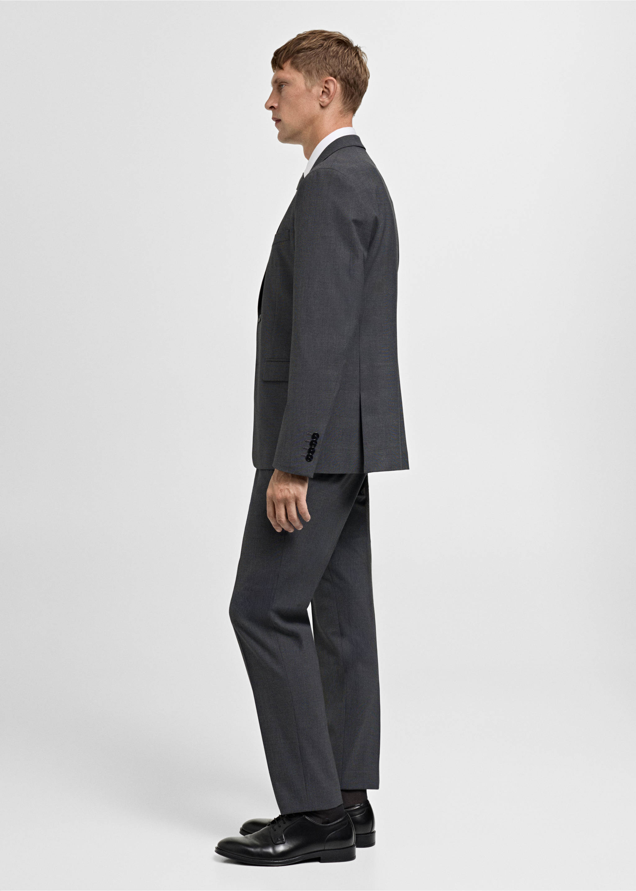 Stretch fabric super slim-fit suit trousers - Details of the article 2, Medium Heather Grey. Ref: 77024442-00.