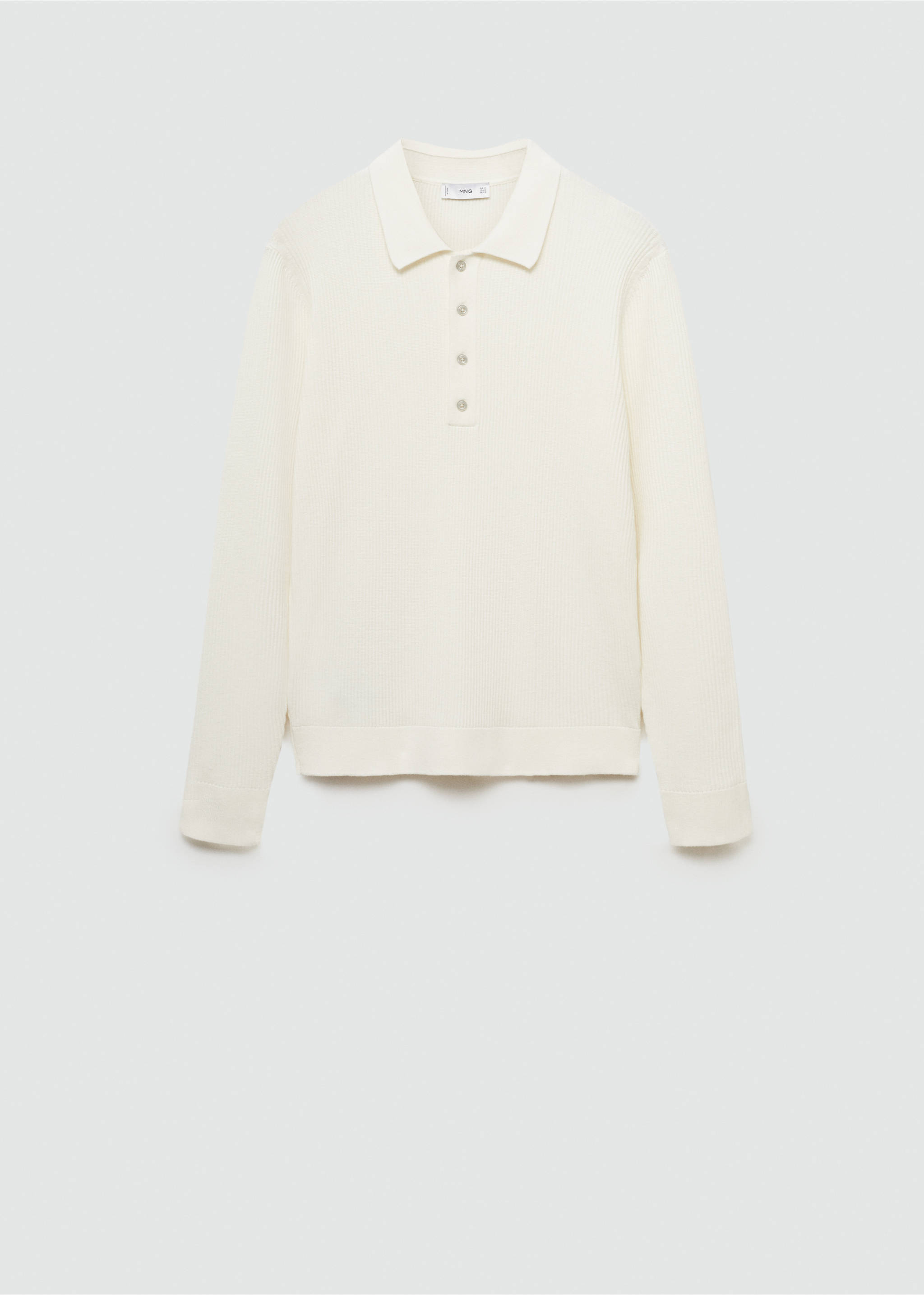 Cotton-blend ribbed polo sweater - Article without model, Off White. Ref: 77024445-00.