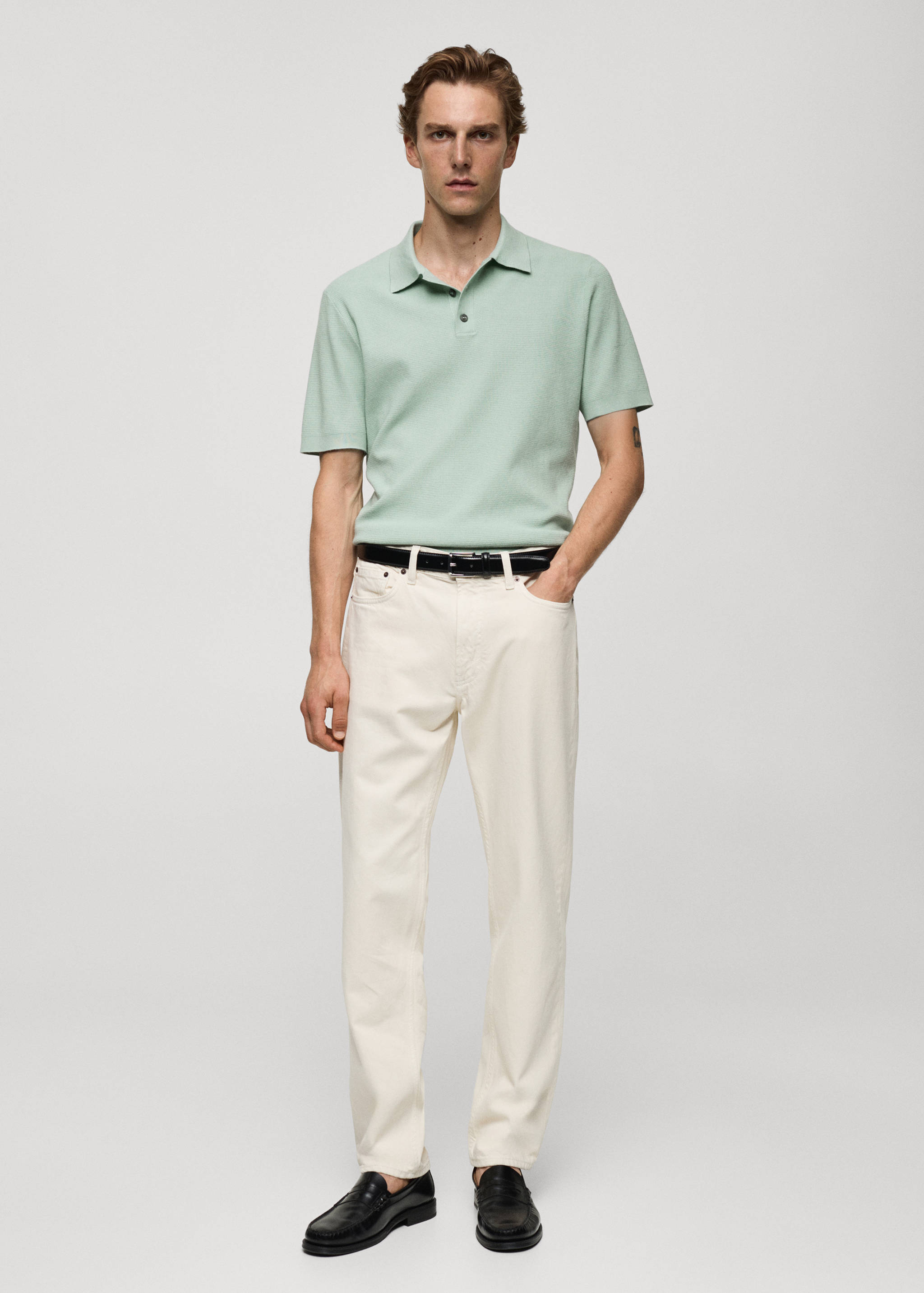 Structured fine-knit polo shirt - General plane