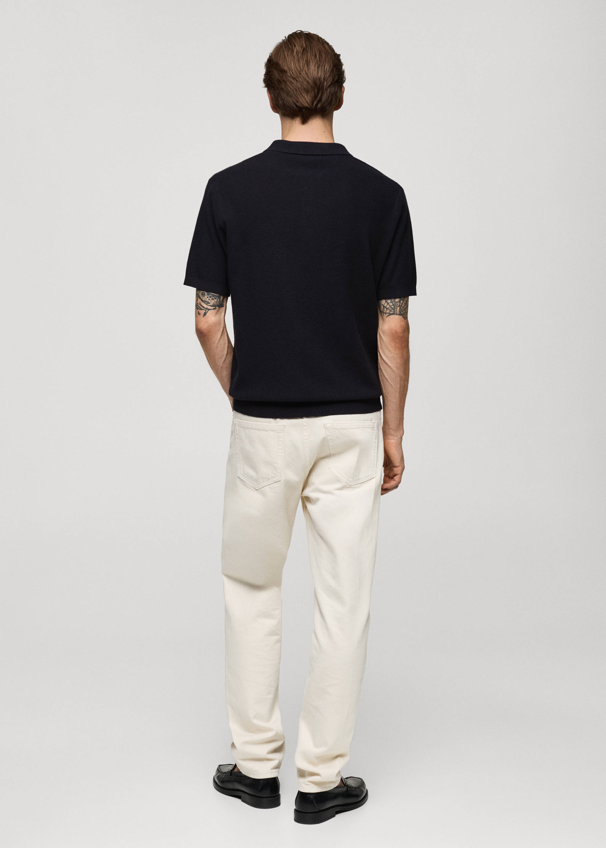 Structured fine-knit polo shirt - Reverse of the article