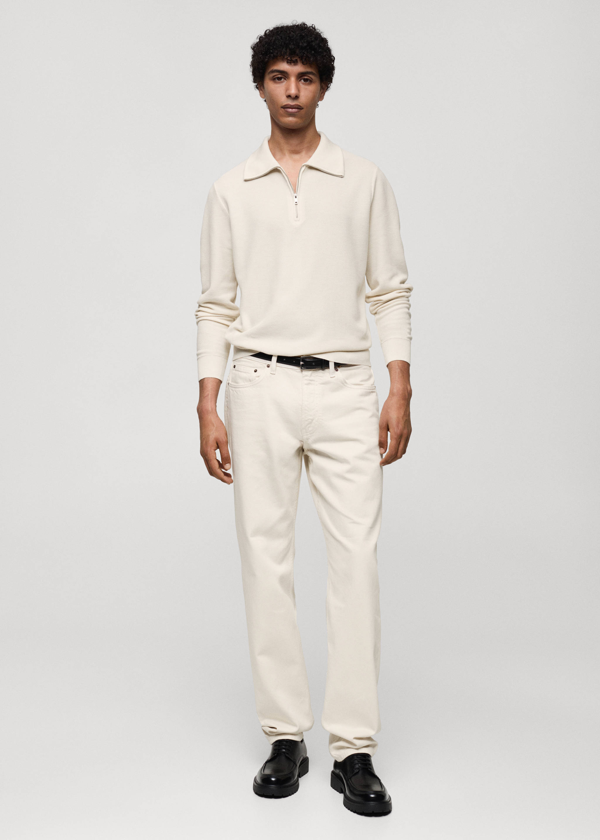 Sweater with polo-neck structure and zip - General plane