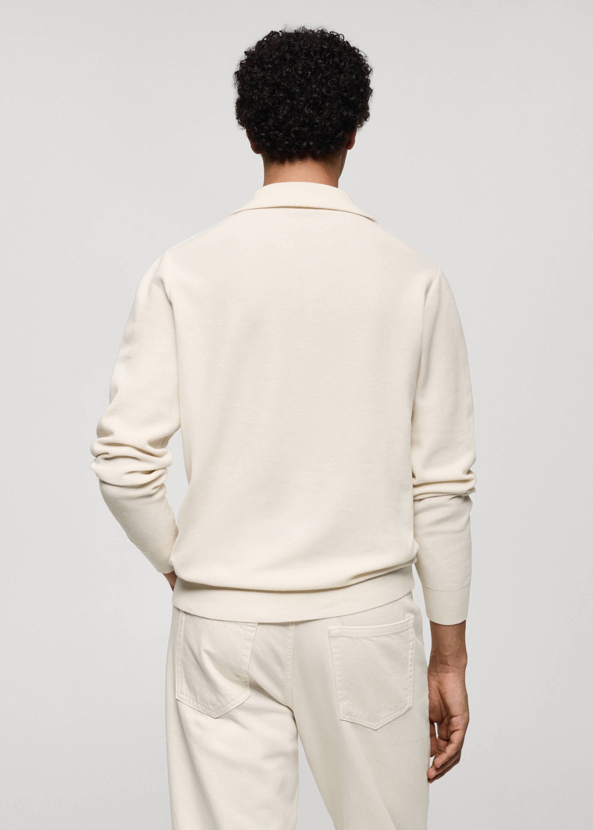 Sweater with polo-neck structure and zip - Reverse of the article
