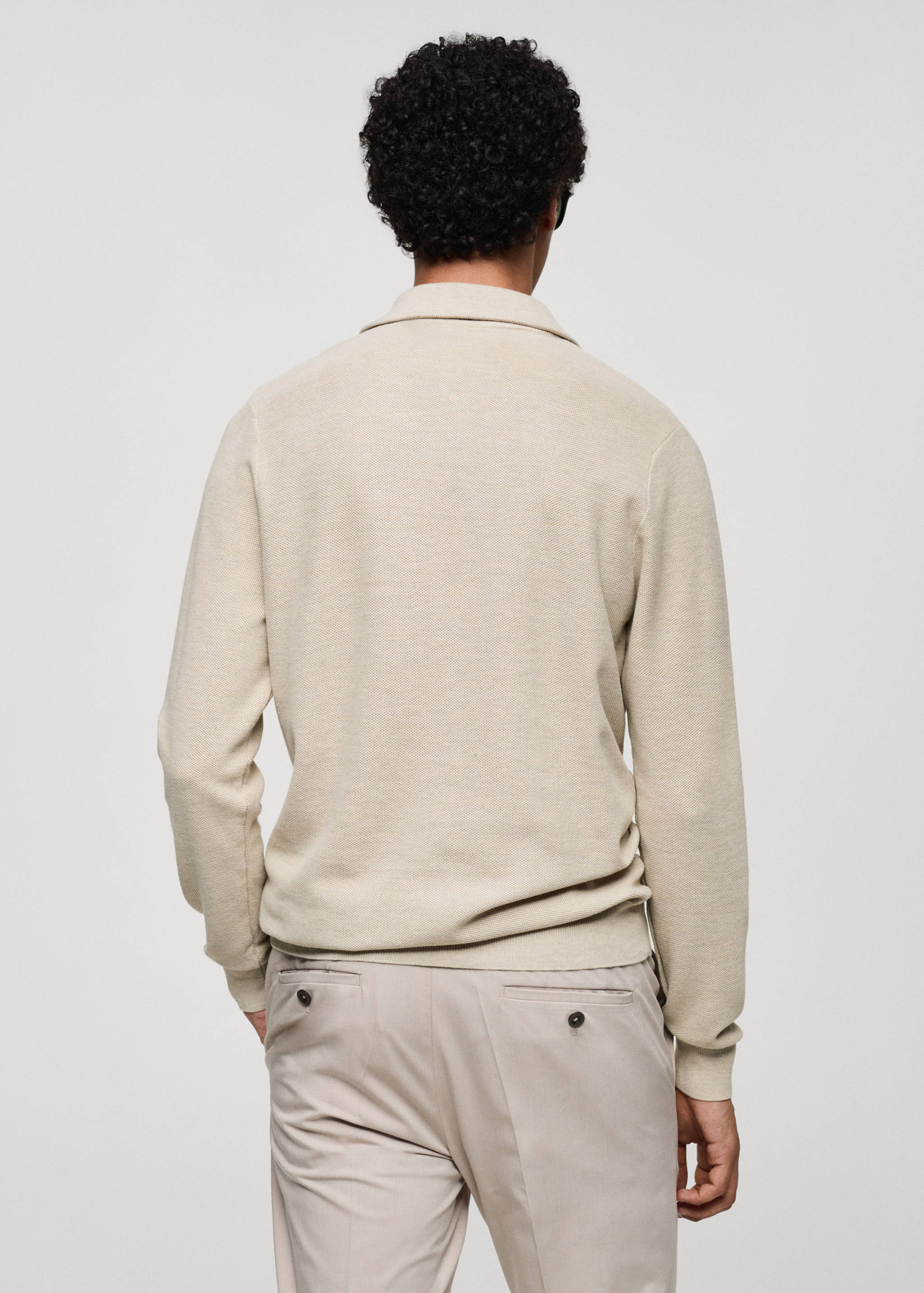 Sweater with polo-neck structure and zip - Reverse of the article