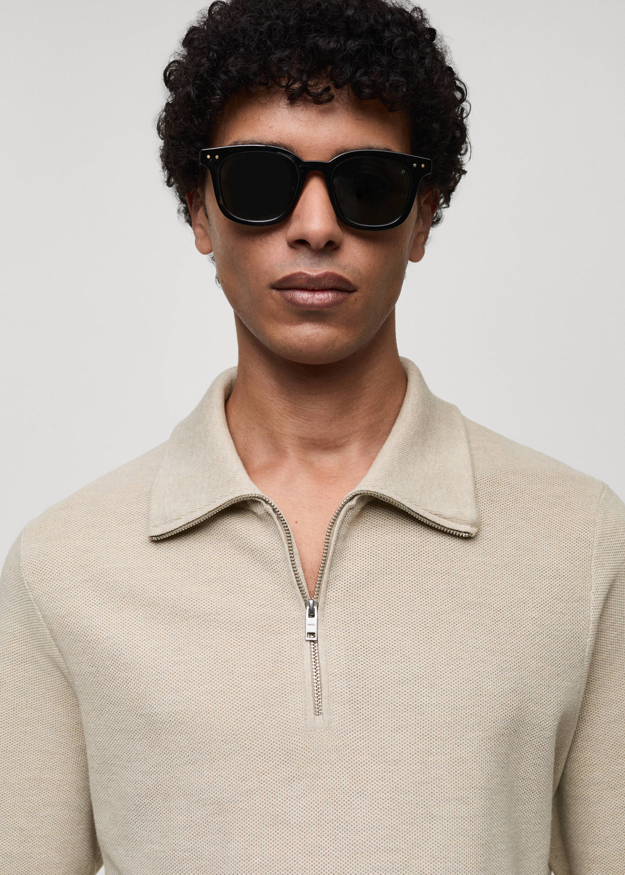Sweater with polo-neck structure and zip - Details of the article 1