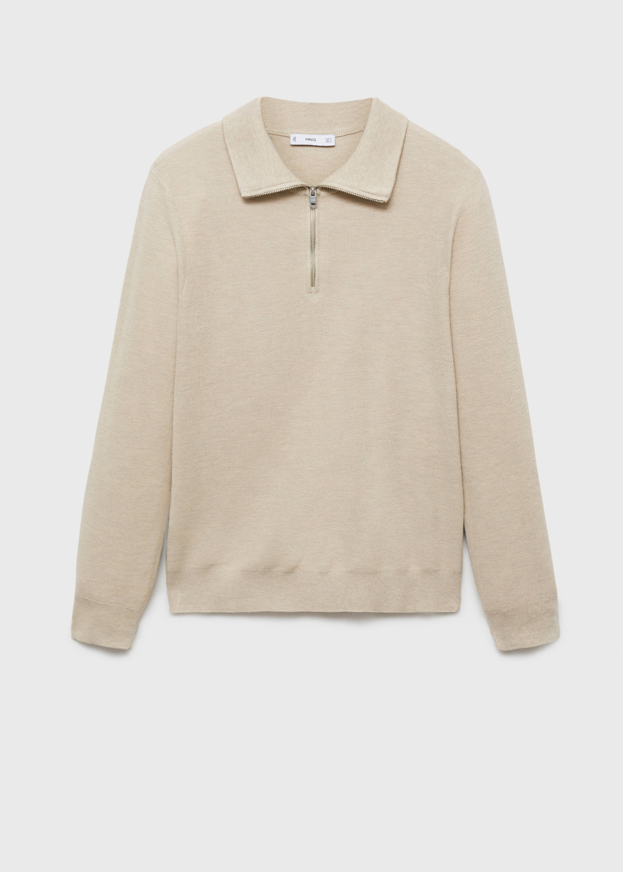 Strukturierter Pullover mit V-Ausschnitt und Reißverschluss - Artikel ohne Model