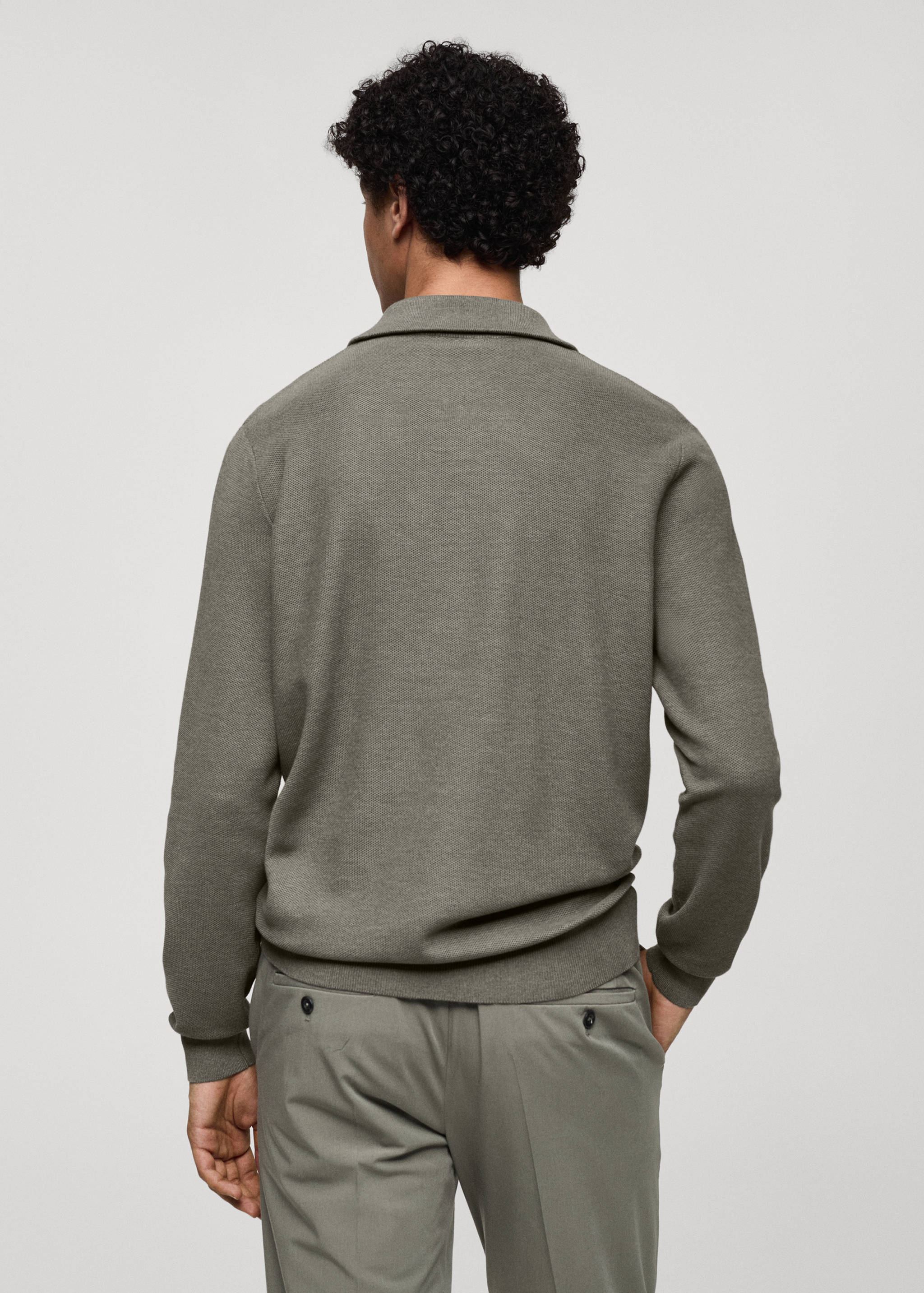 Sweater with polo-neck structure and zip - Reverse of the article