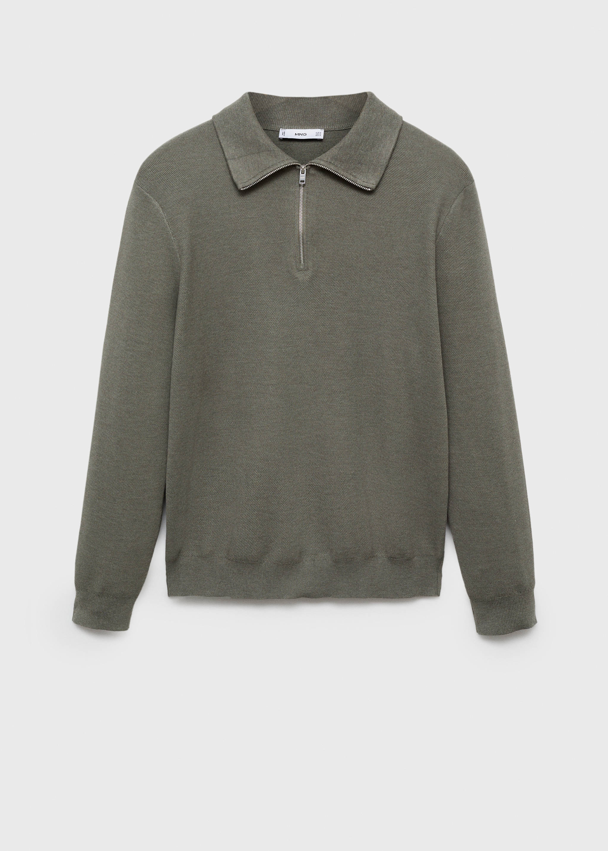 Strukturierter Pullover mit V-Ausschnitt und Reißverschluss - Artikel ohne Model
