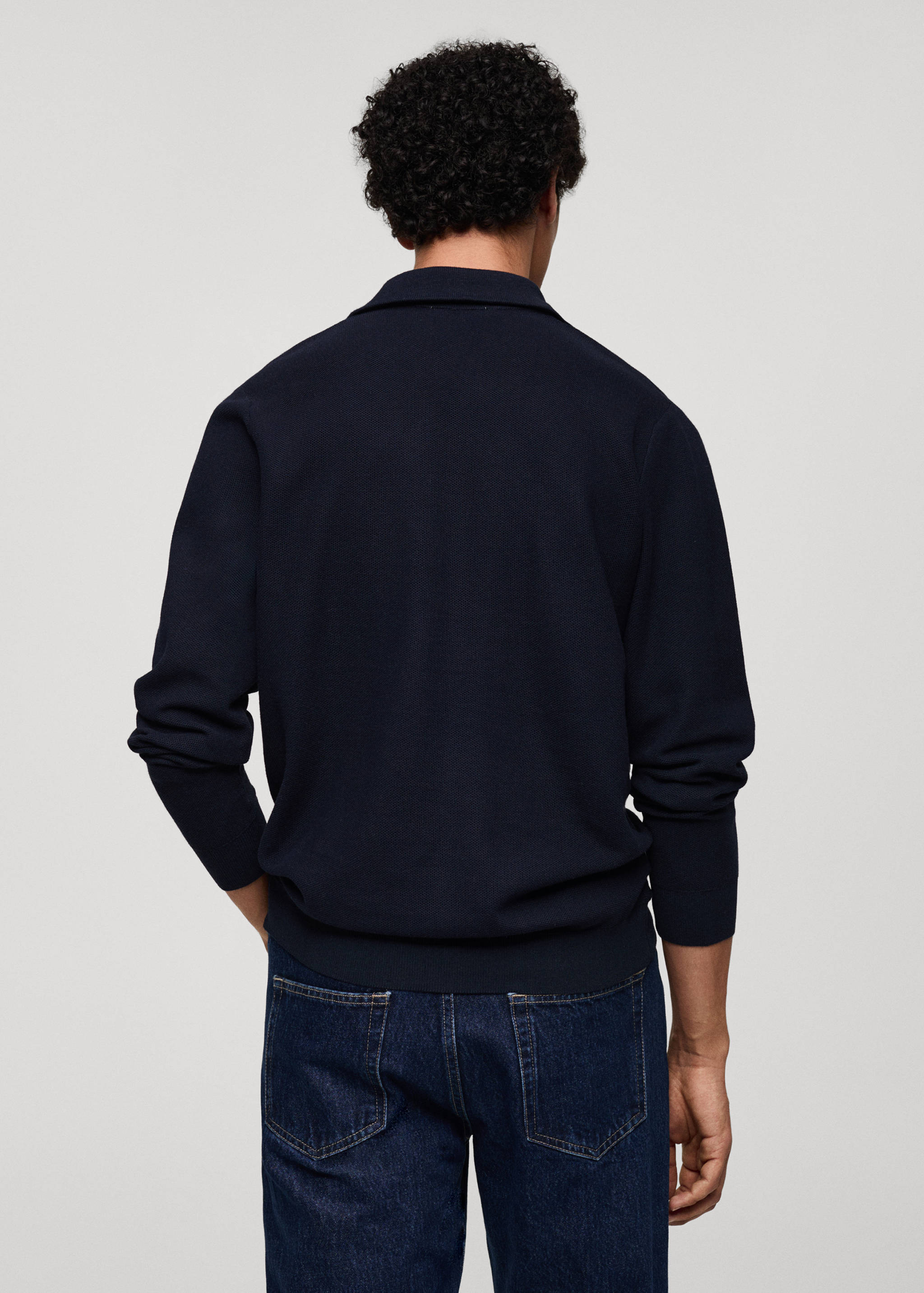 Sweater with polo-neck structure and zip - Reverse of the article