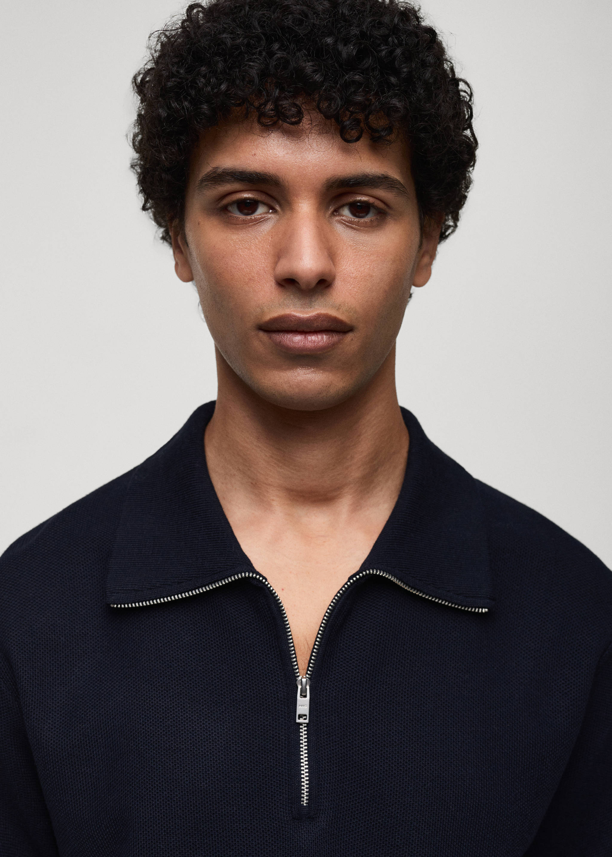 Sweater with polo-neck structure and zip - Details of the article 1