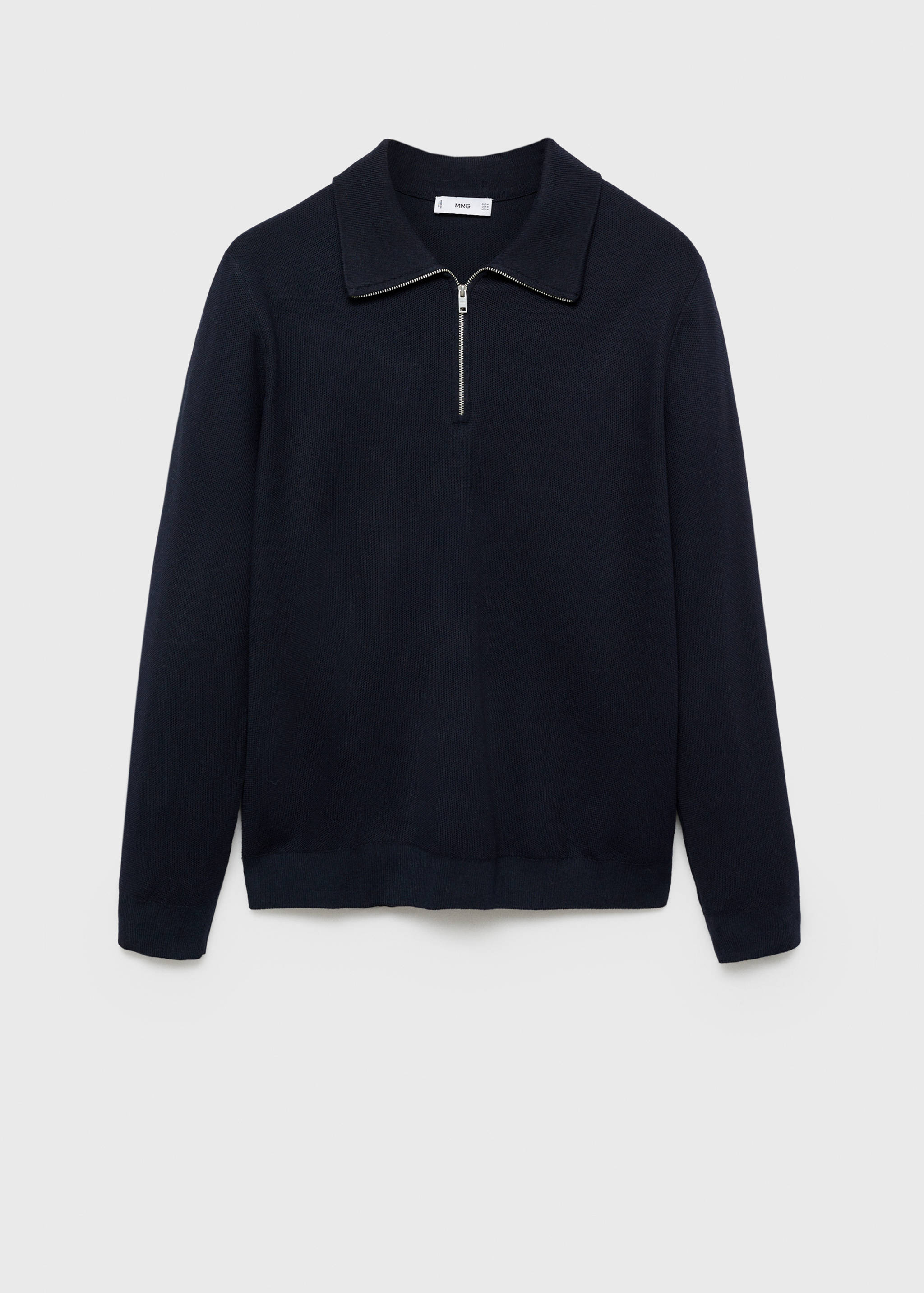 Strukturierter Pullover mit V-Ausschnitt und Reißverschluss - Artikel ohne Model