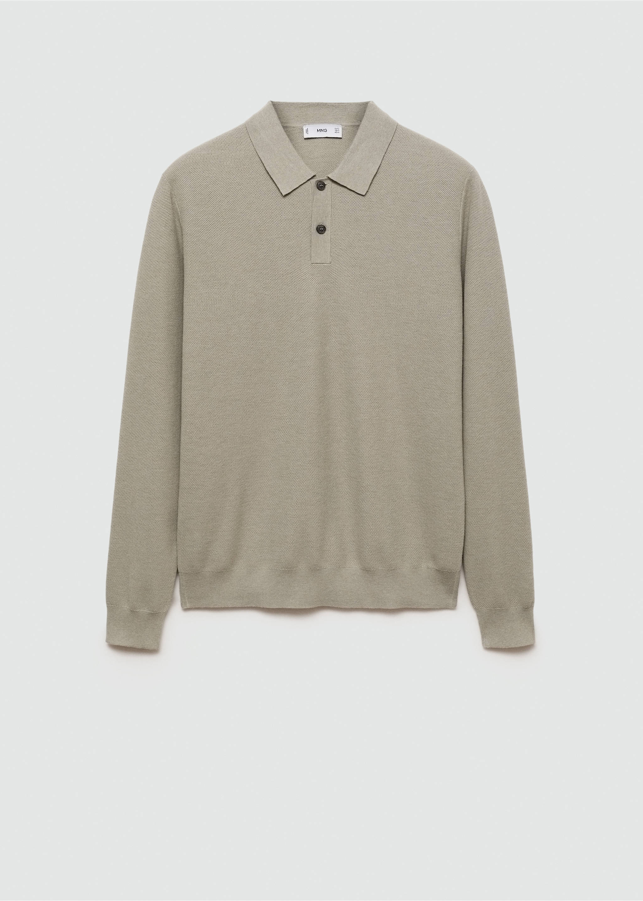 Knitted structured polo sweater - Article without model, Pastel Green. Ref: 77024449-00.