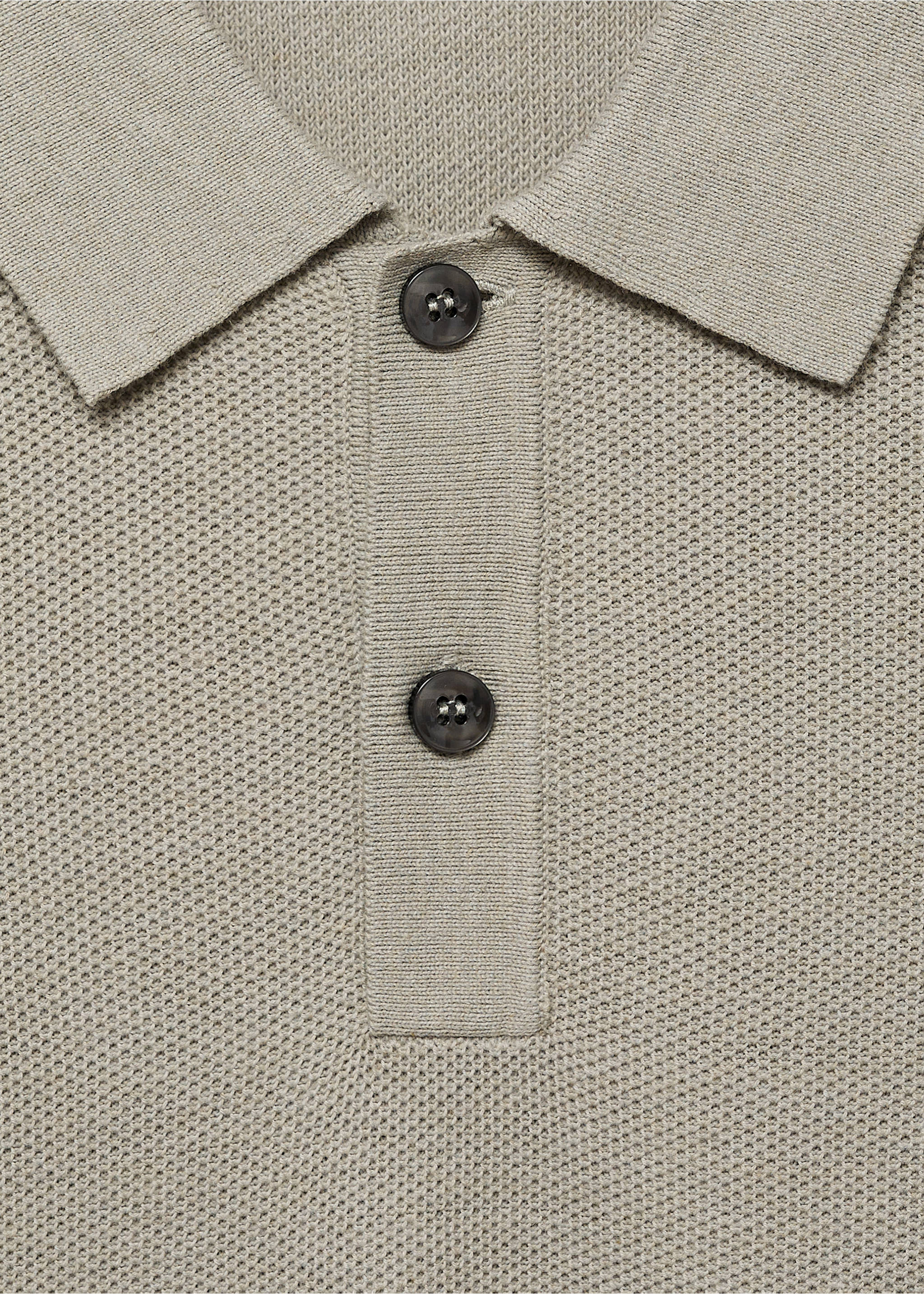 Knitted structured polo sweater - Details of the article 8, Pastel Green. Ref: 77024449-00.