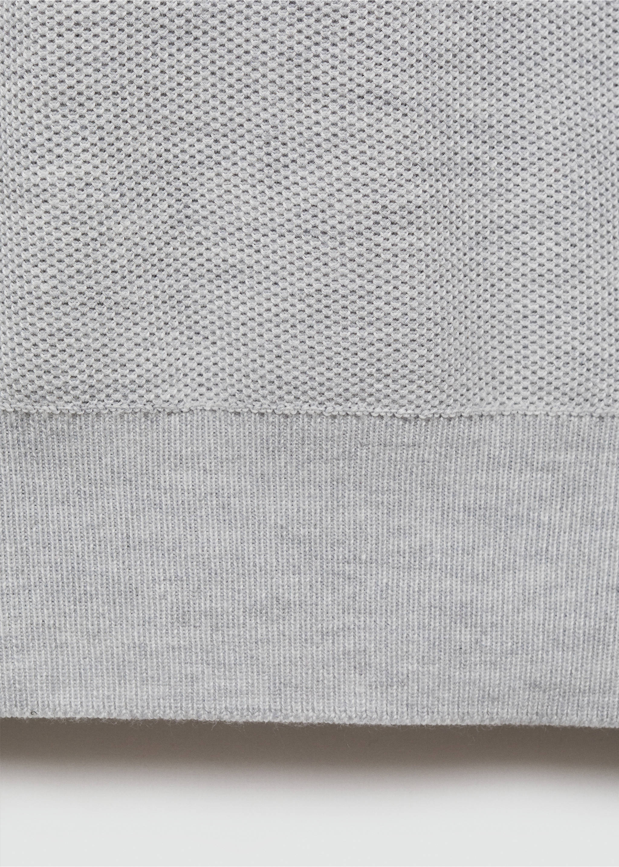 Knitted structured polo sweater - Details of the article 0, Medium Heather Grey. Ref: 77024449-00.