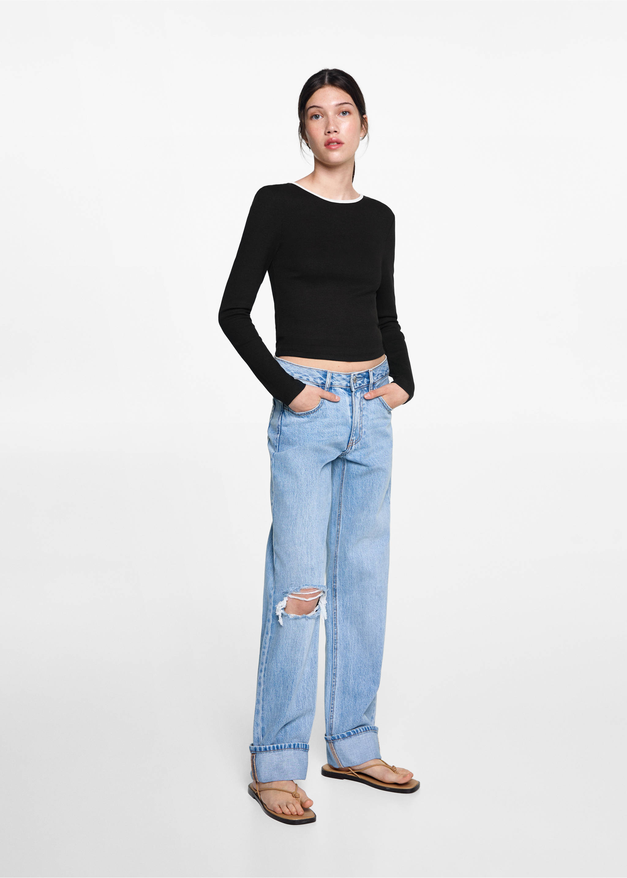 T-shirt jaspé - Plan général, Noir. Ref: 77024450-00.