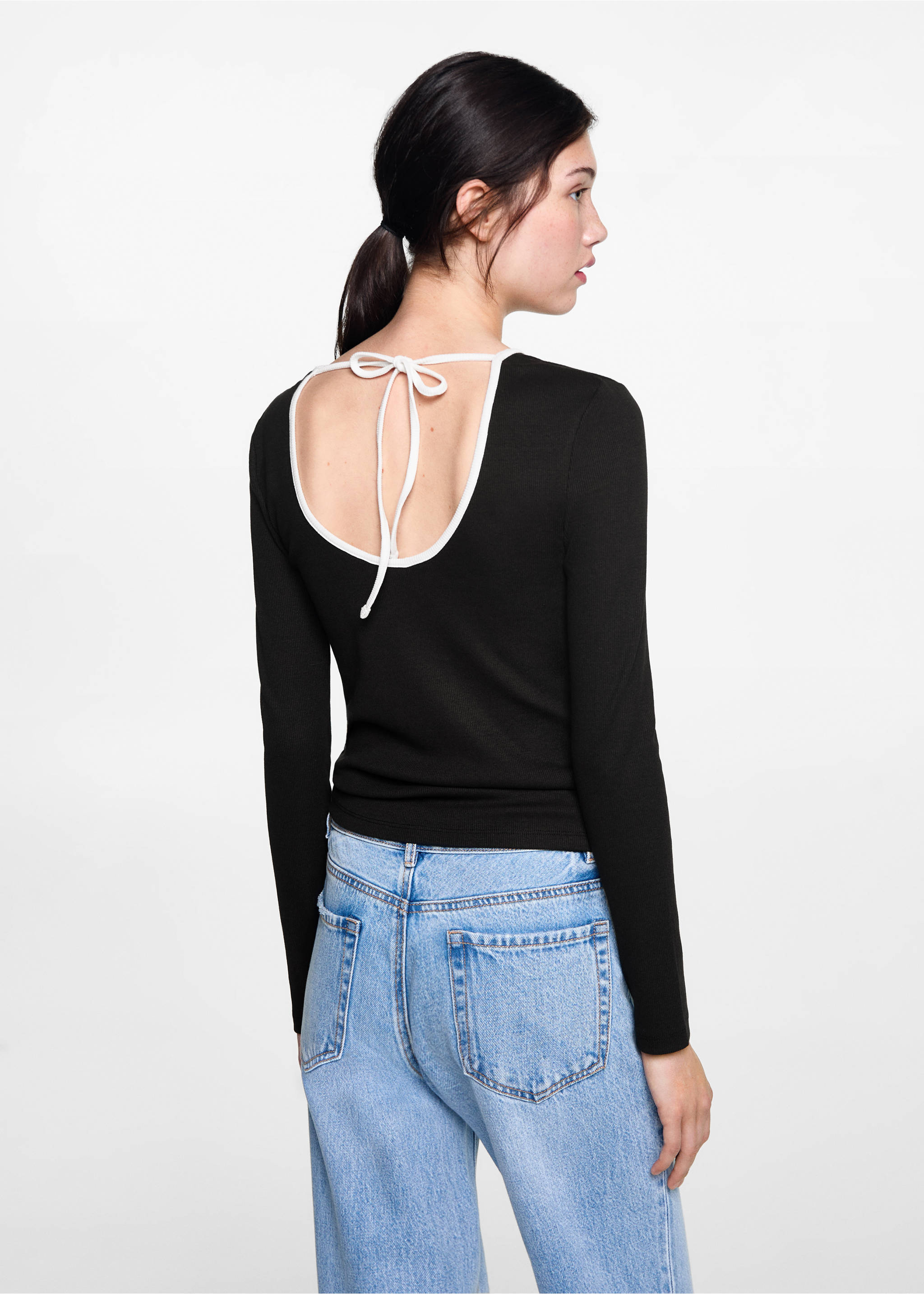 T-shirt jaspé - Verso de l’article, Noir. Ref: 77024450-00.