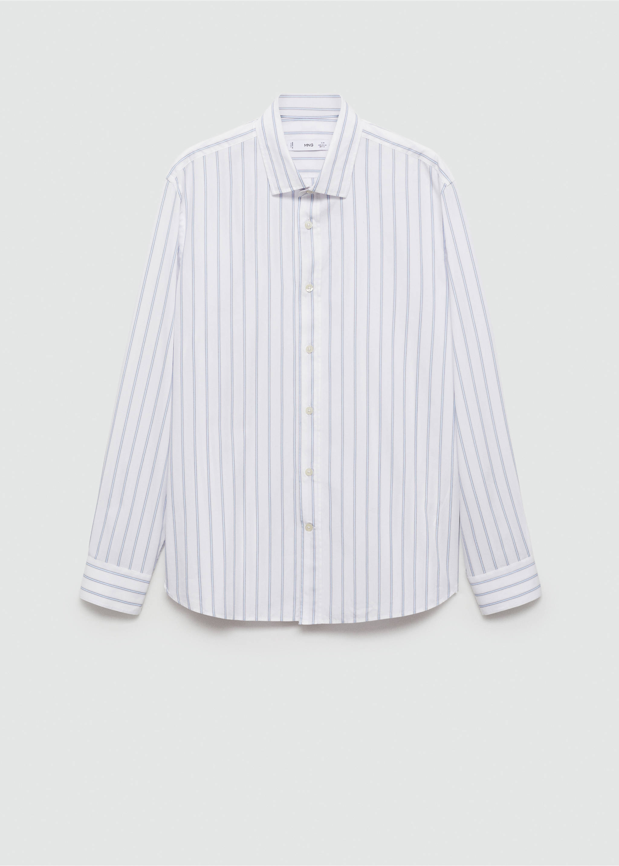 Regular-fit striped cotton shirt - Article without model, Sky Blue. Ref: 77024451-00.