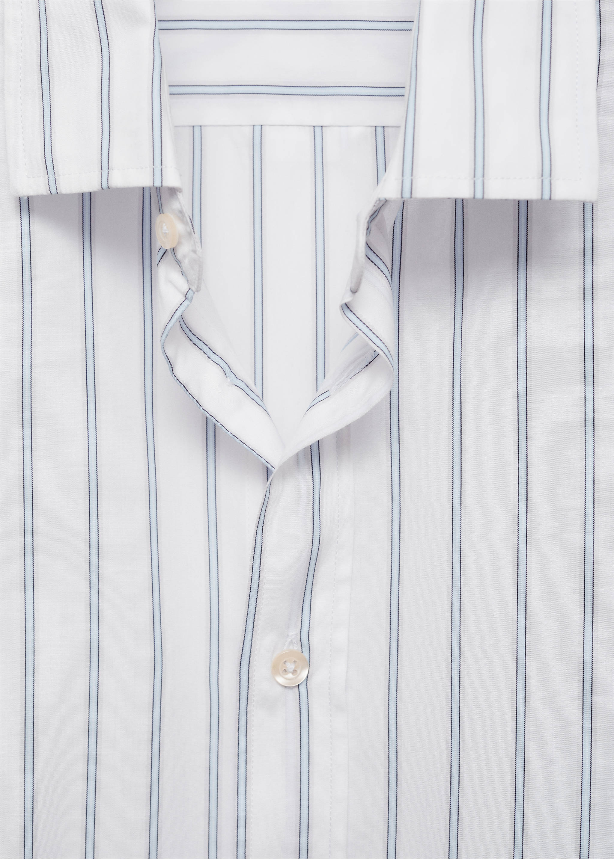 Regular-fit striped cotton shirt - Details of the article 8, Sky Blue. Ref: 77024451-00.