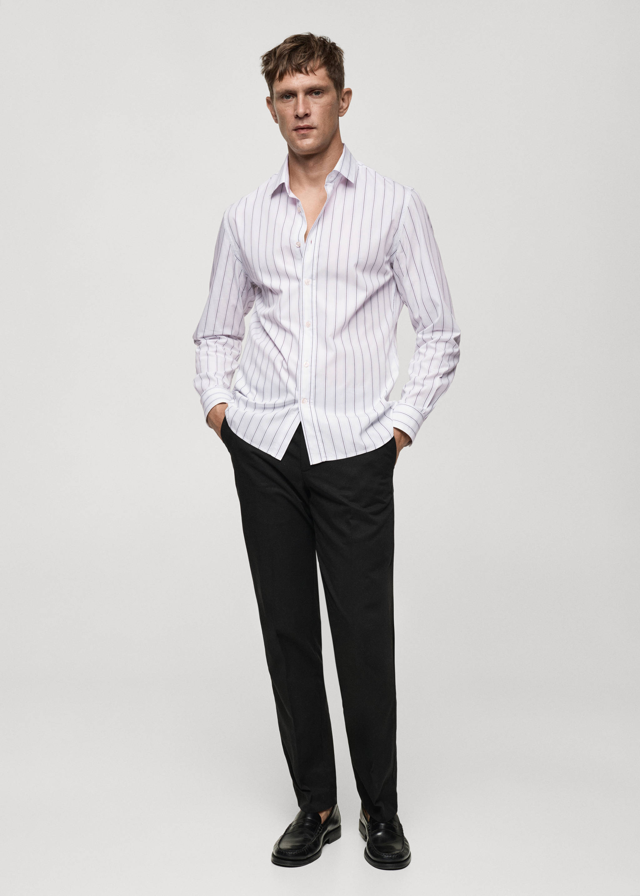 Regular-fit striped cotton shirt - General plane
