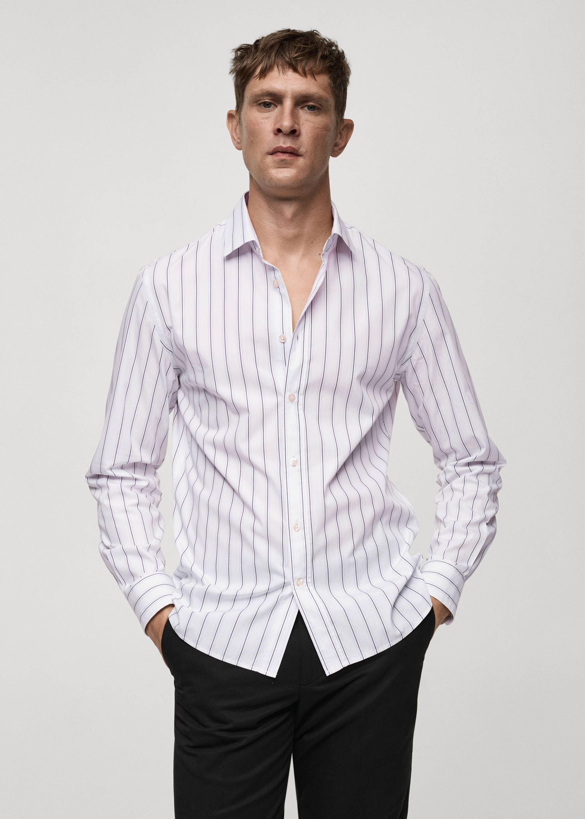Regular-fit striped cotton shirt - Medium plane