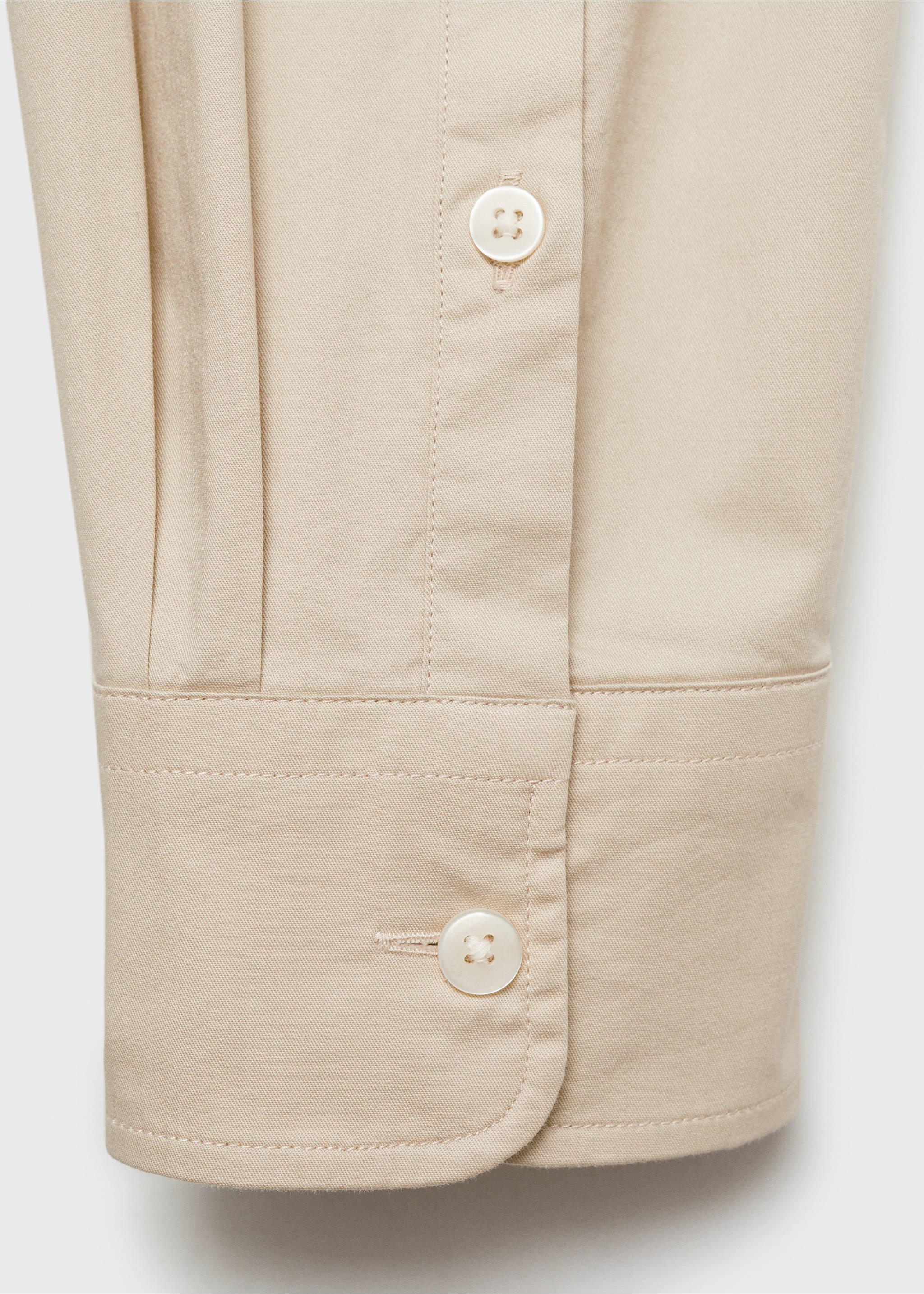 Regular fit cotton shirt - Details of the article 0, Beige. Ref: 77024452-00.