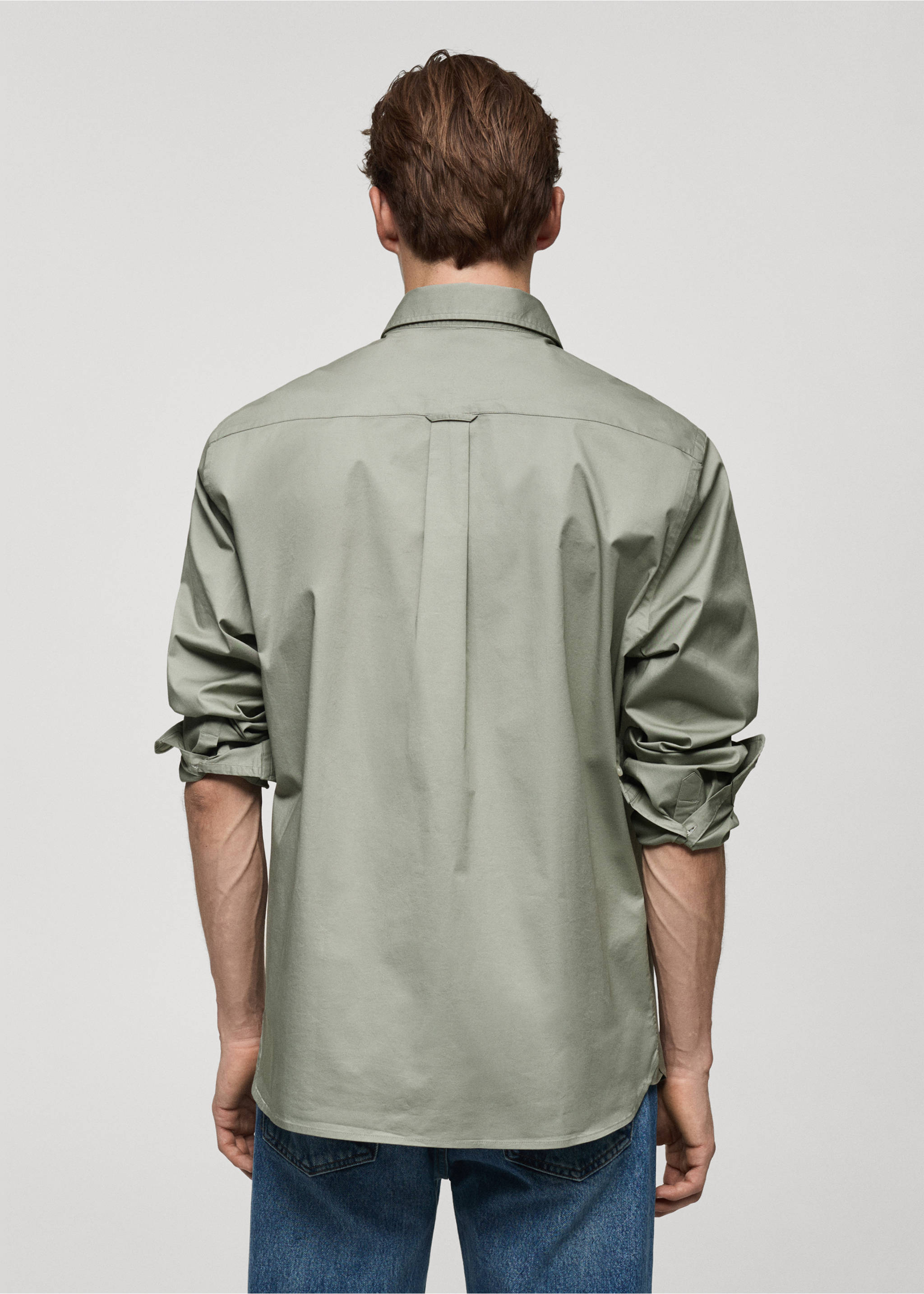 Chemise regular fit coton - Verso de l’article, Kaki. Ref: 77024452-00.