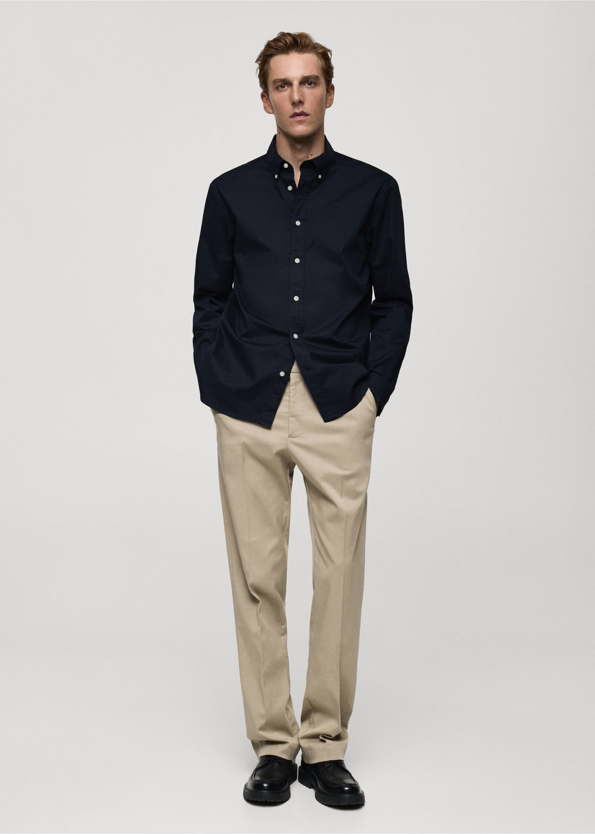 Regular fit cotton shirt - General plane, Dark Navy. Ref: 77024452-00.