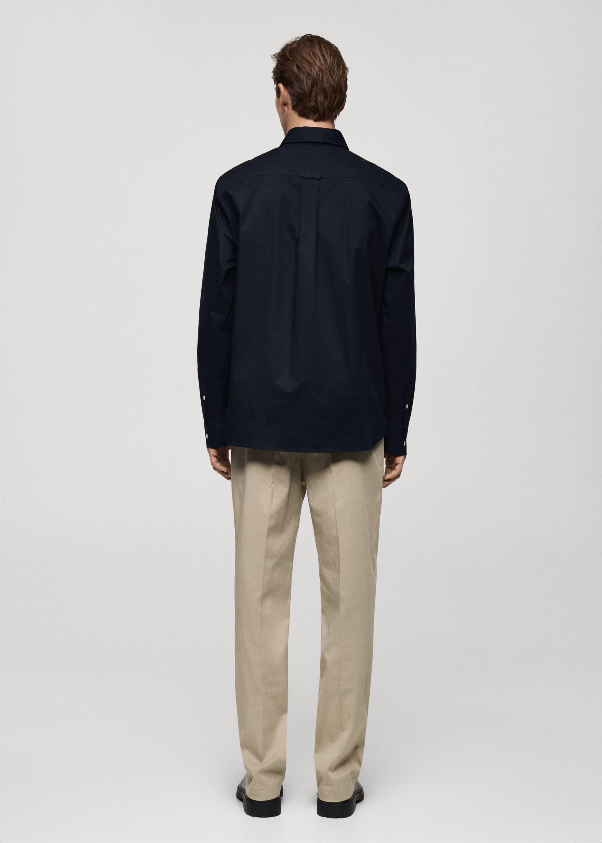 Regular fit cotton shirt - Reverse of the article, Dark Navy. Ref: 77024452-00.