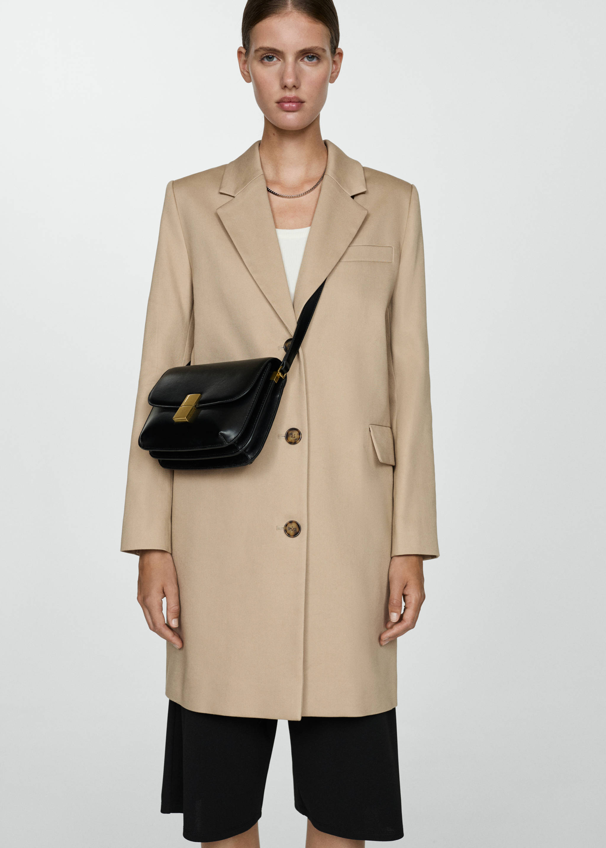 Straight cotton midi coat - Medium plane