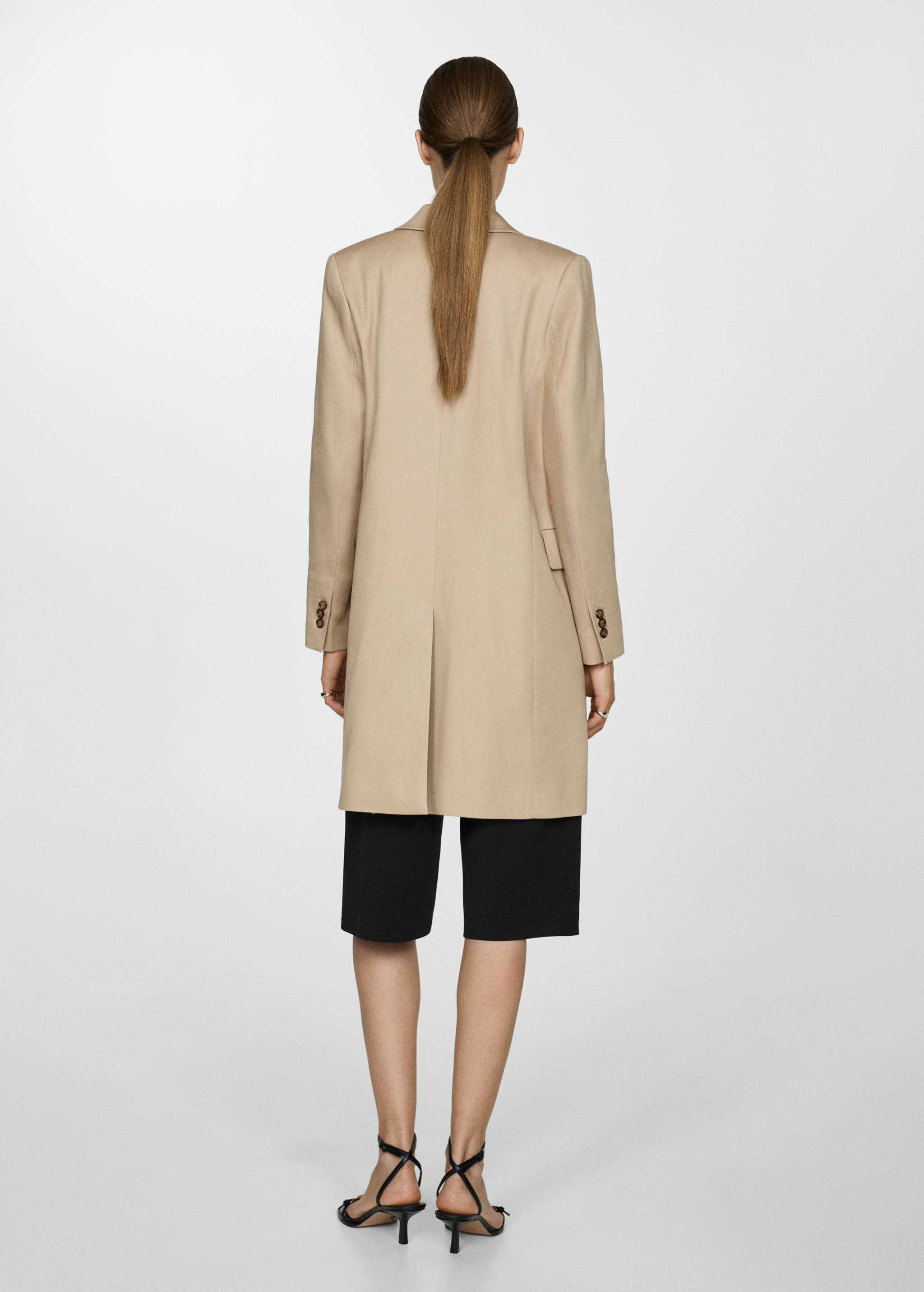 Straight cotton midi coat - Reverse of the article