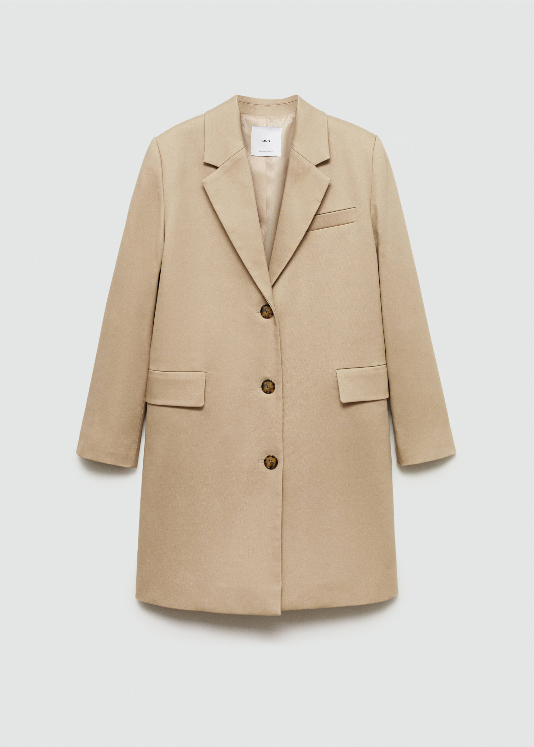 Straight cotton midi coat - Article without model, Beige. Ref: 77024764-00.