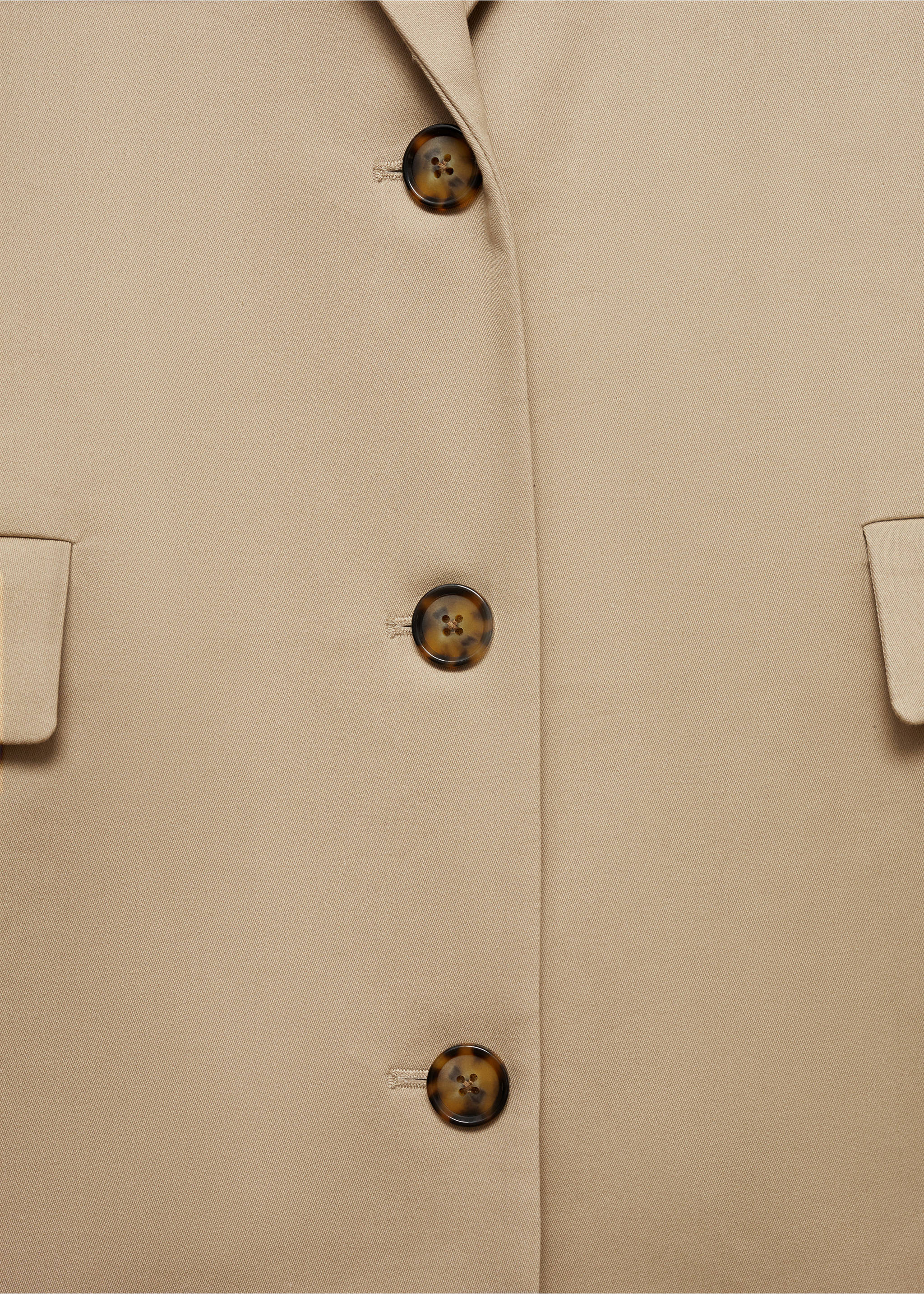 Straight cotton midi coat - Details of the article 0, Beige. Ref: 77024764-00.