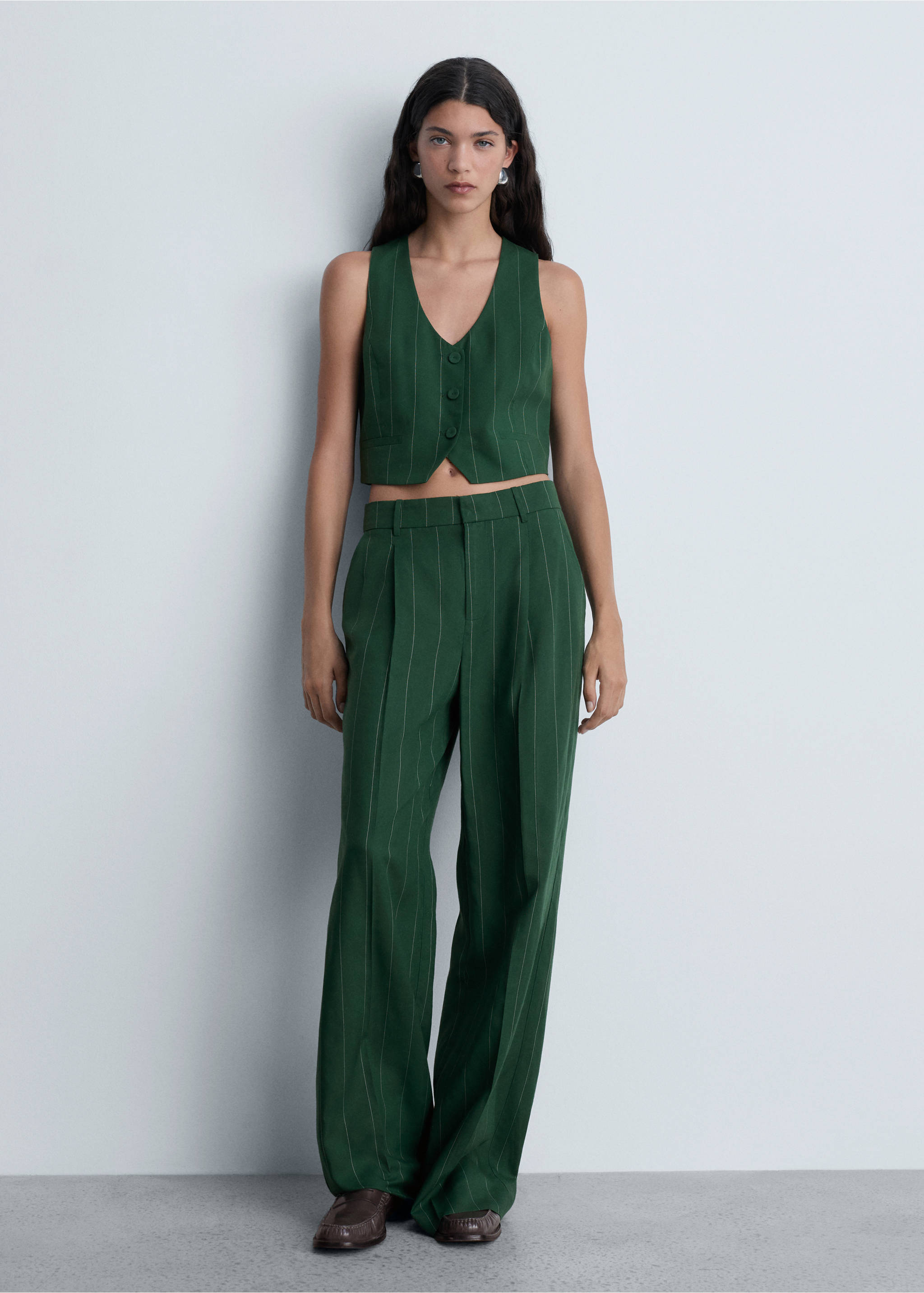 Pinstripe suit trousers - General plane, Green. Ref: 77024766-00.