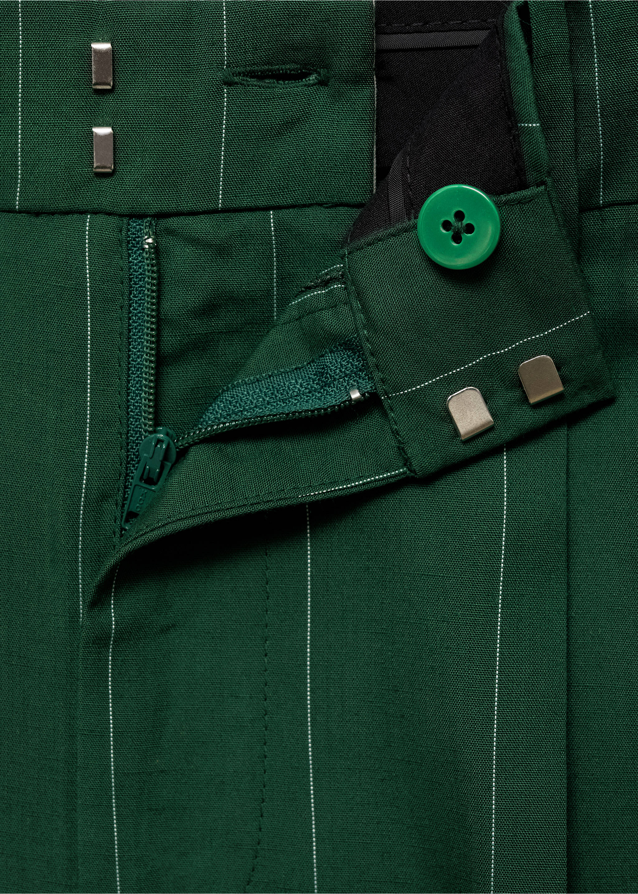 Pinstripe suit trousers - Details of the article 0, Green. Ref: 77024766-00.