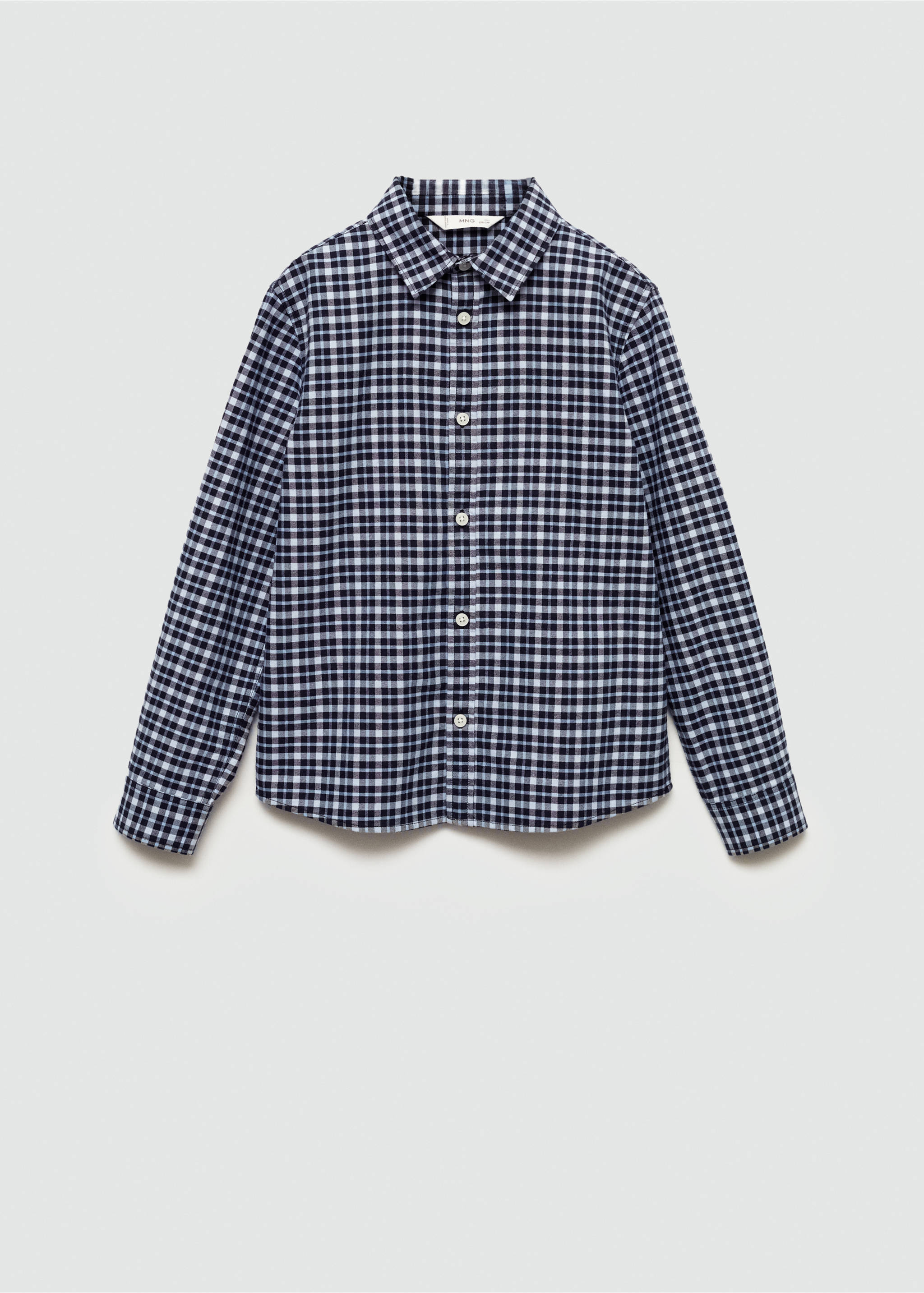 Micro check shirt - Article without model, Blue. Ref: 77024774-00.