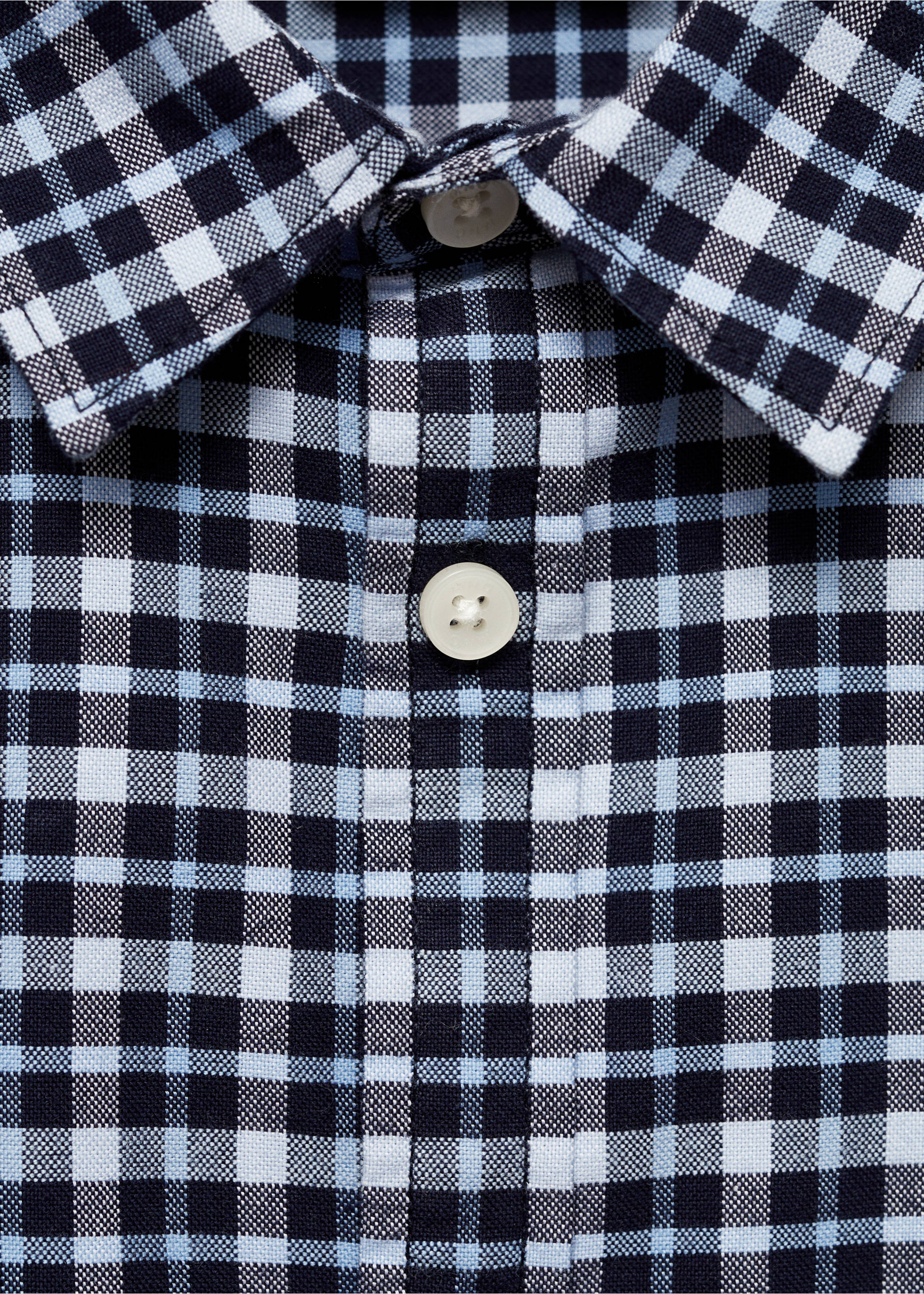 Micro check shirt - Details of the article 8, Blue. Ref: 77024774-00.