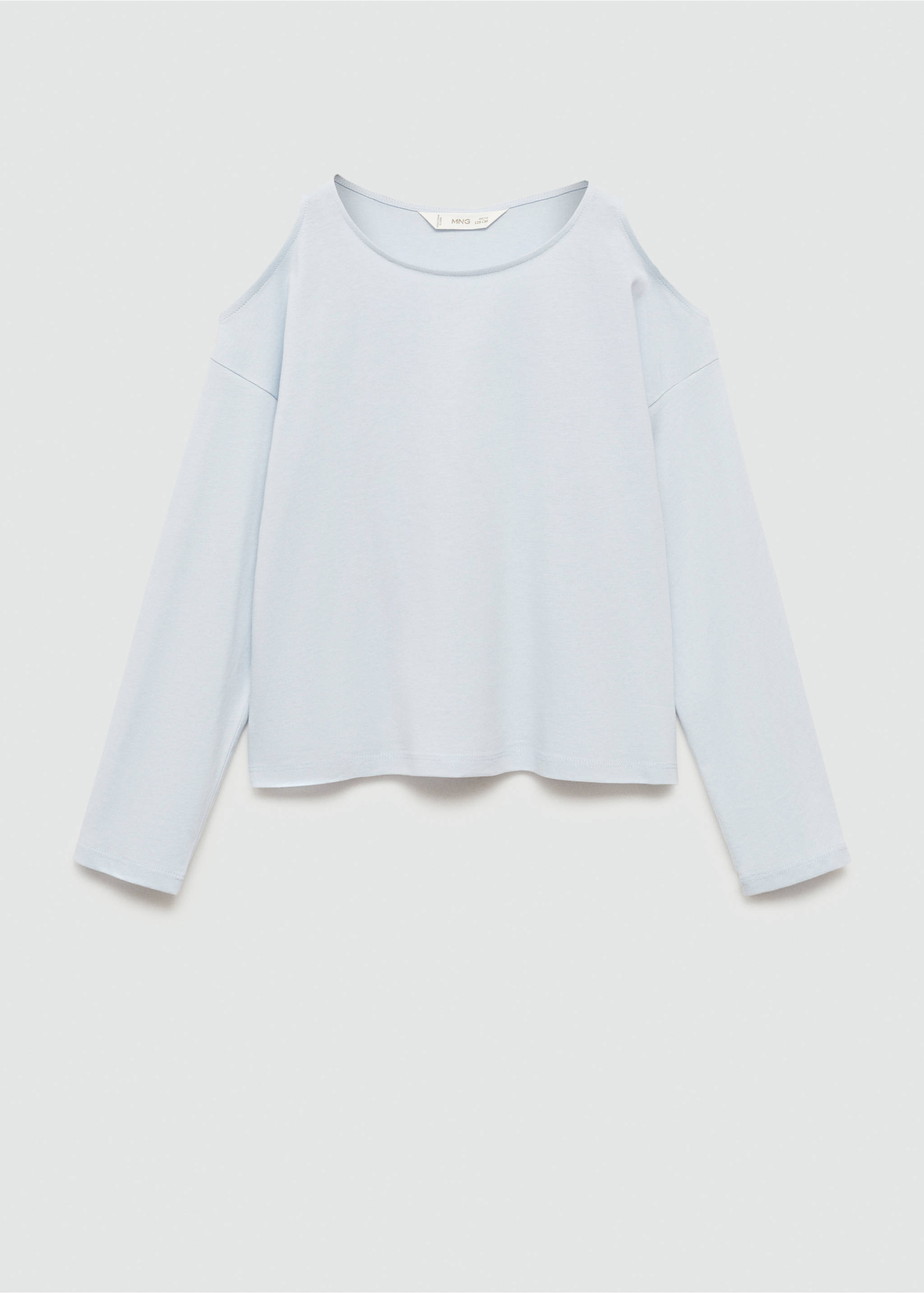 Long-sleeve t-shirt with cut-out - Article without model, Sky Blue. Ref: 77024775-00.