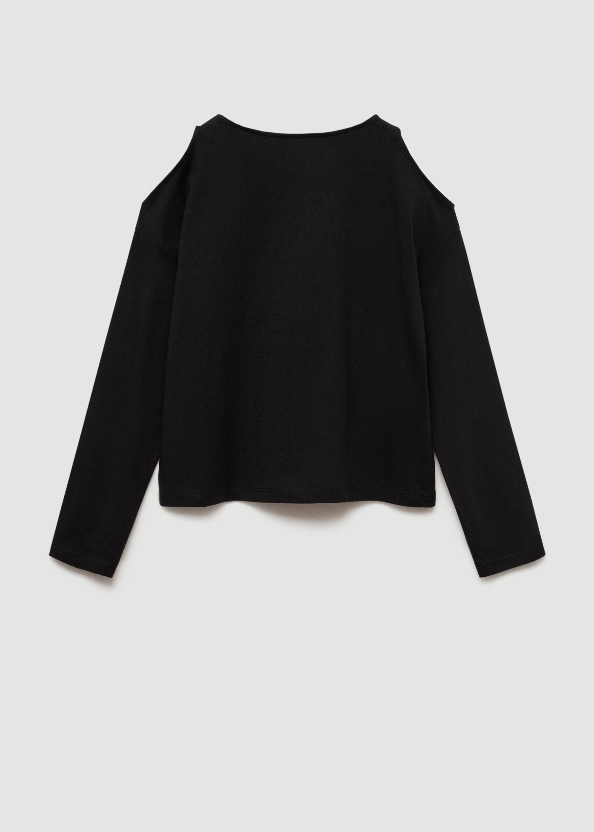 Long-sleeve t-shirt with cut-out - Reverse of the article, Black. Ref: 77024775-00.