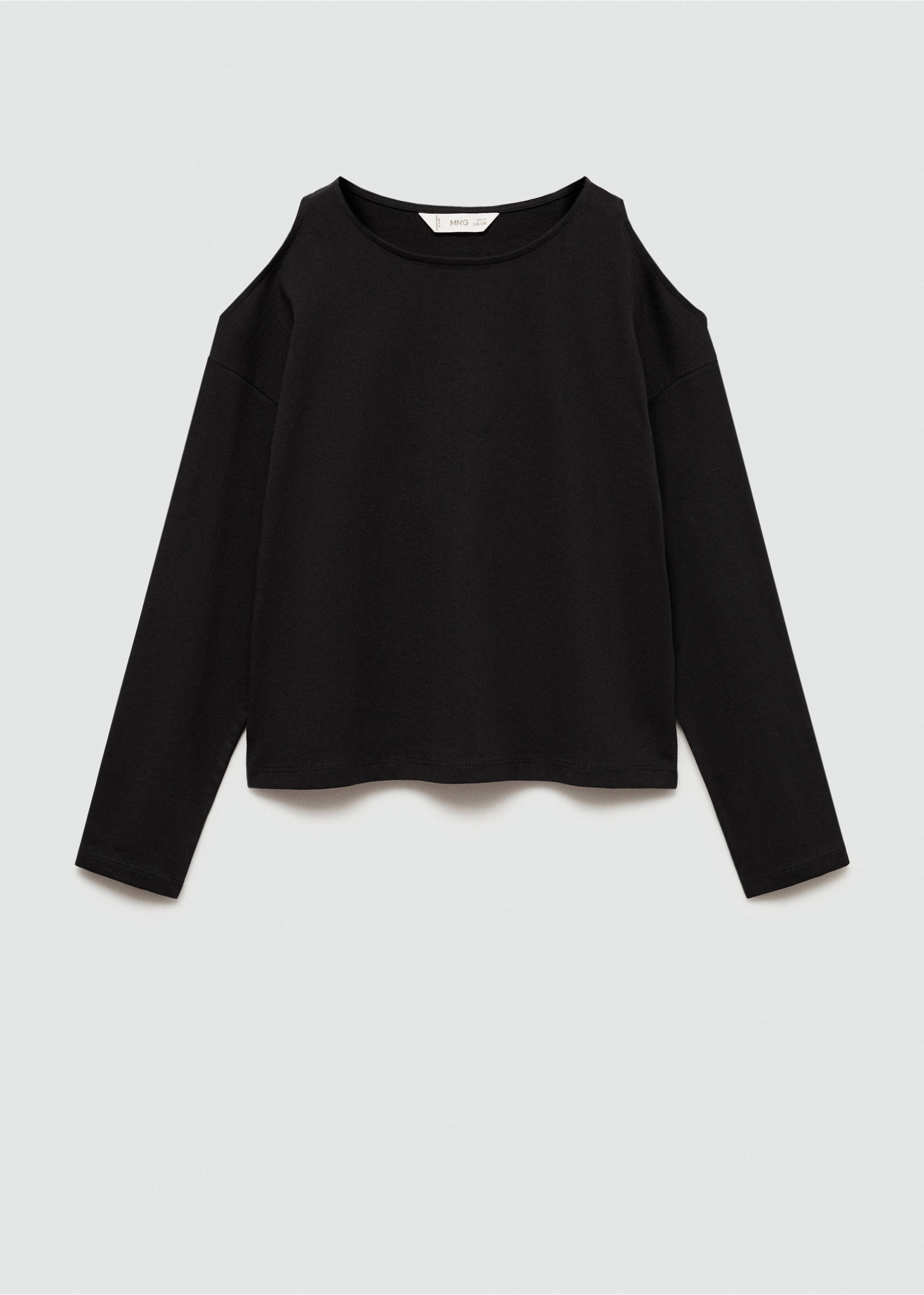 Long-sleeve t-shirt with cut-out - Article without model, Black. Ref: 77024775-00.