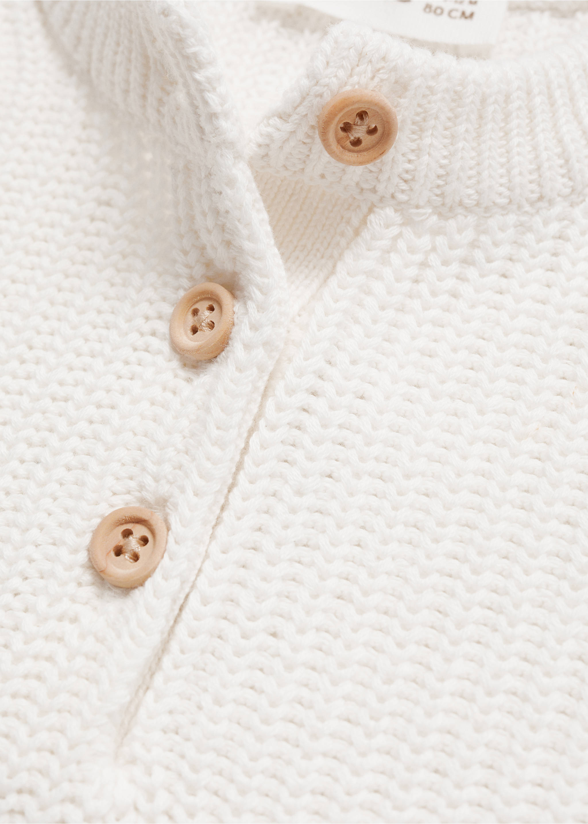 Buttoned collar knit sweater - Details of the article 8, Off White. Ref: 77024778-00.