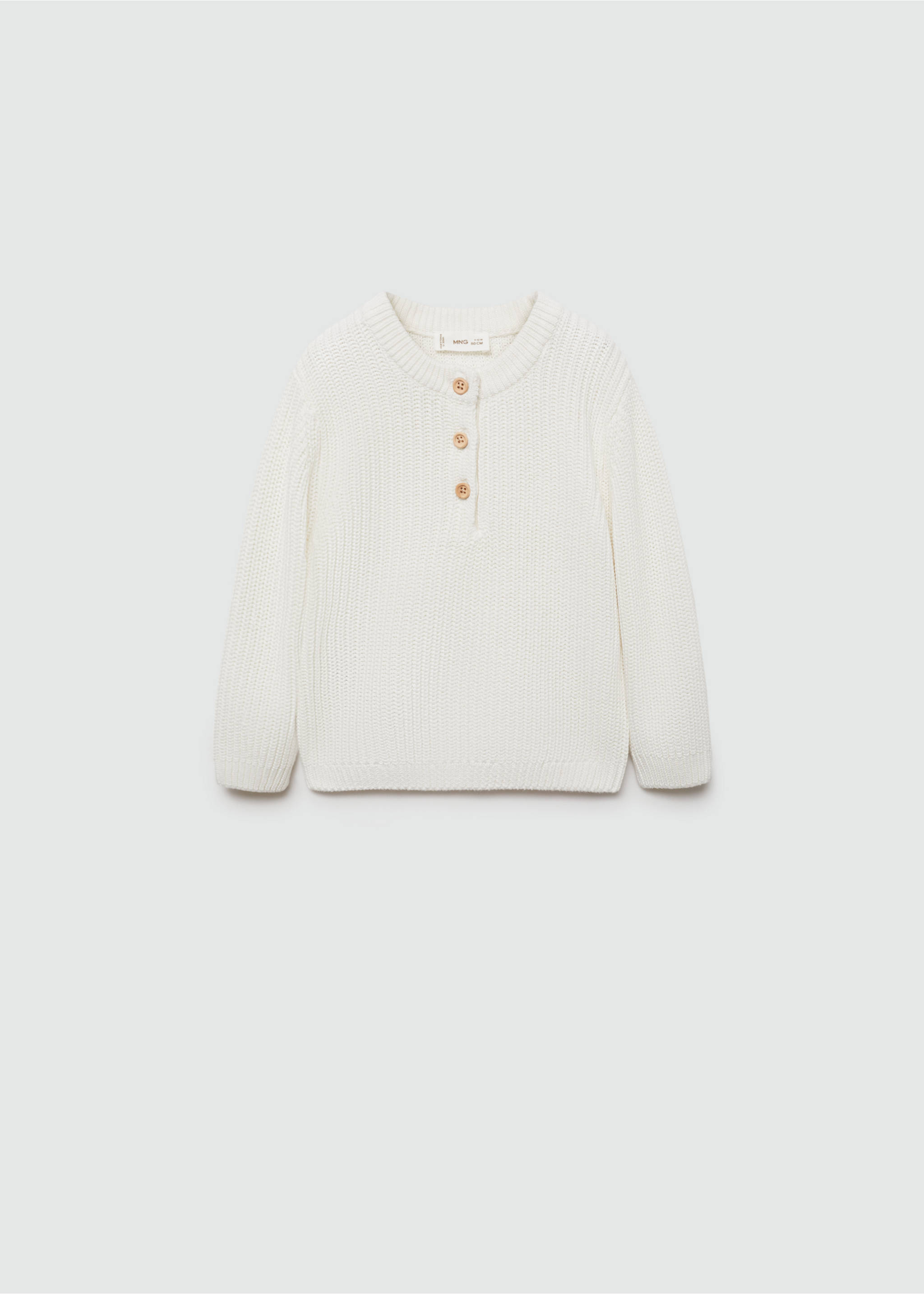Buttoned collar knit sweater - Article without model, Off White. Ref: 77024778-00.