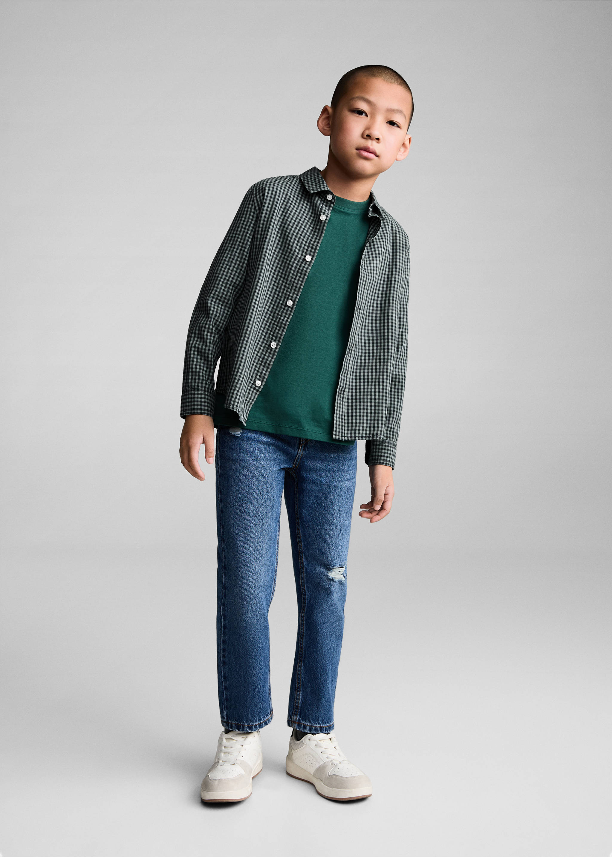 Micro check shirt - General plane, Green. Ref: 77024781-00.