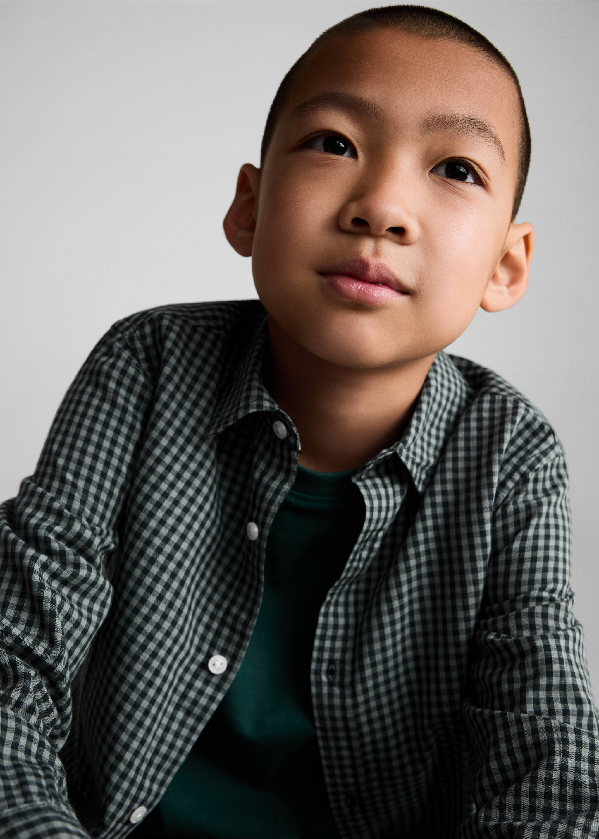 Micro check shirt - Details of the article 1, Green. Ref: 77024781-00.