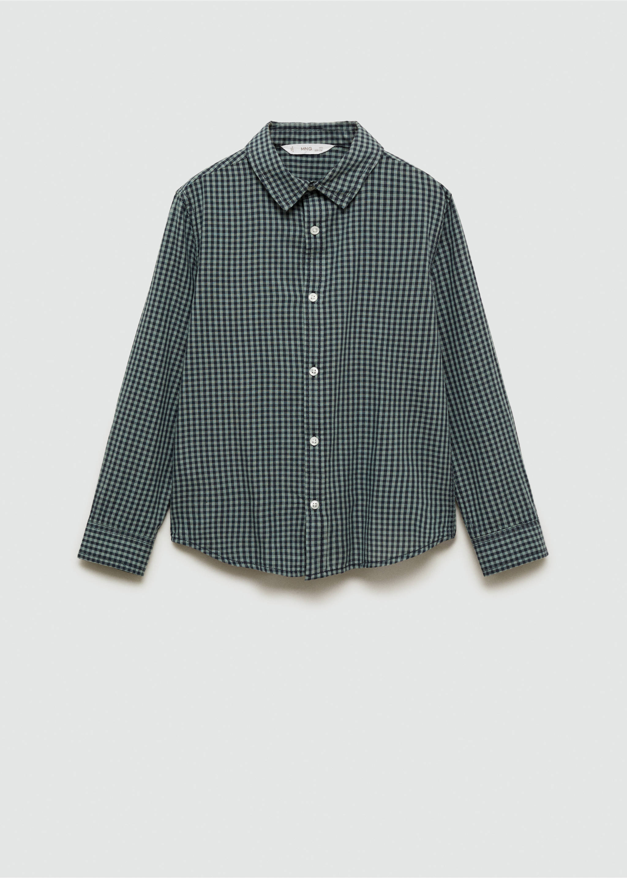 Micro check shirt - Article without model, Green. Ref: 77024781-00.