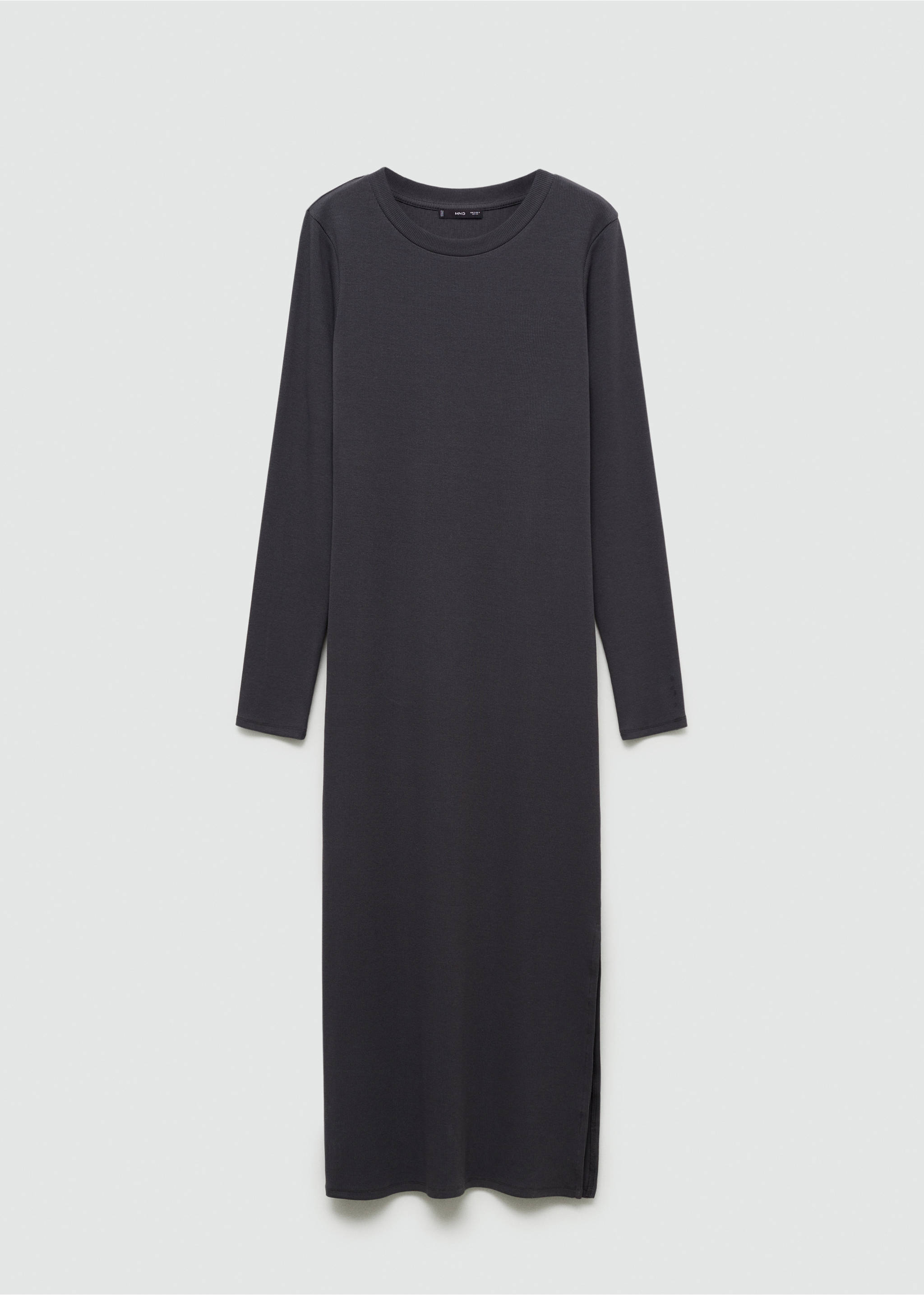 Prążkowana sukienka z rozcięciem - Artykuł bez modela/modelki, Antracytowy. Ref: 77024787-00.