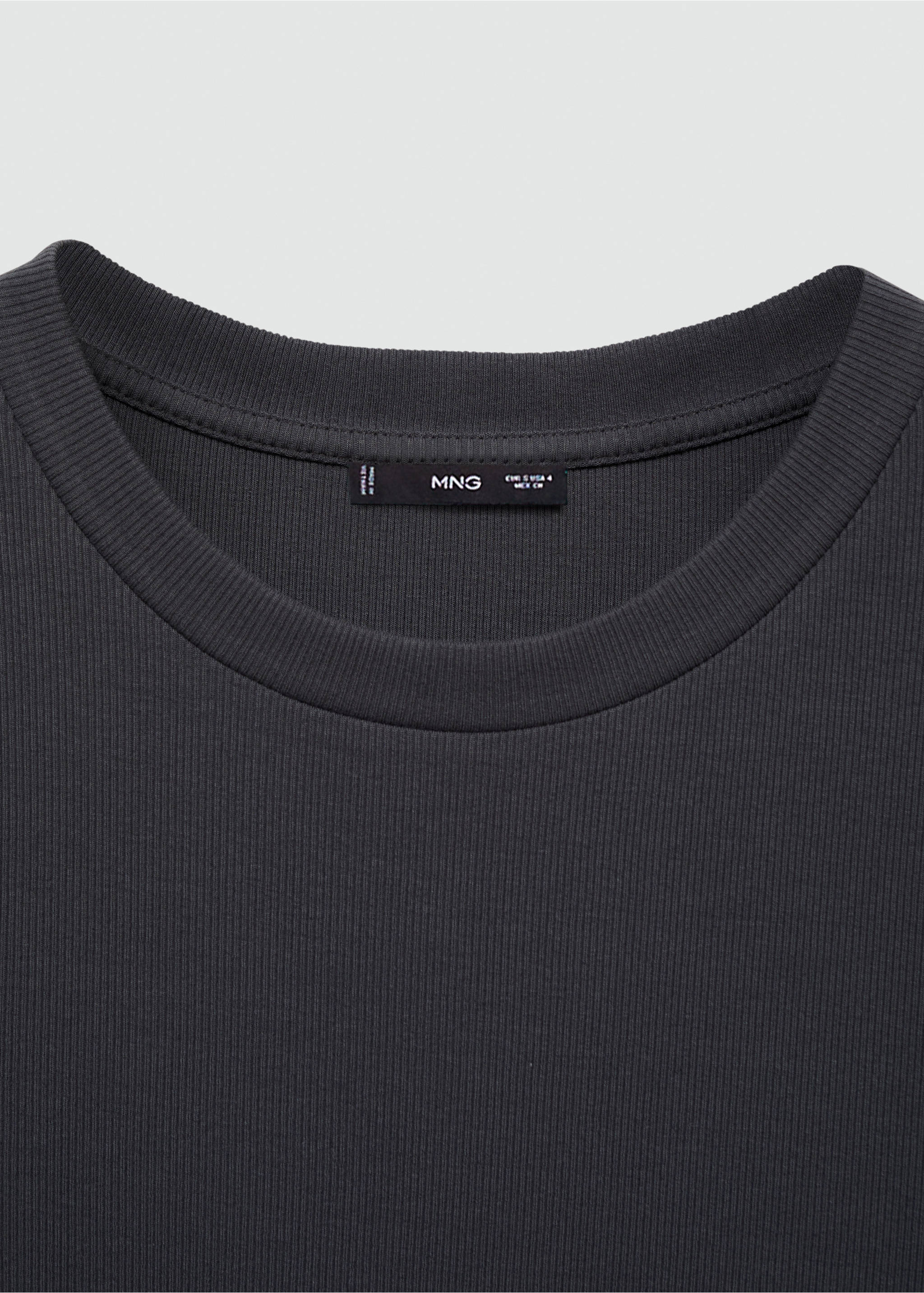 Prążkowana sukienka z rozcięciem - Szczegóły artykułu 8, Antracytowy. Ref: 77024787-00.